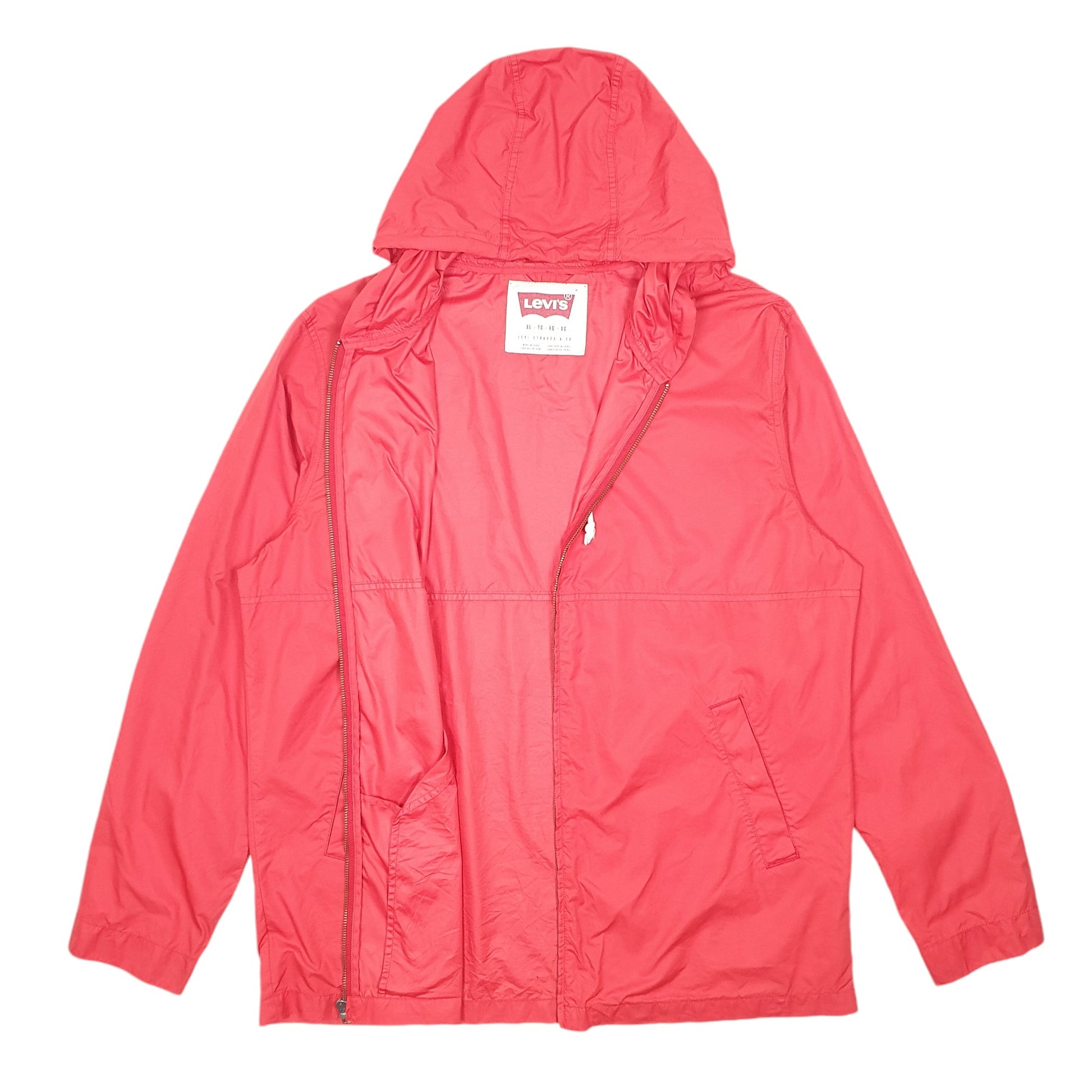 Mens Red Levis Hooded Lightweight Mac Anorak  Coat