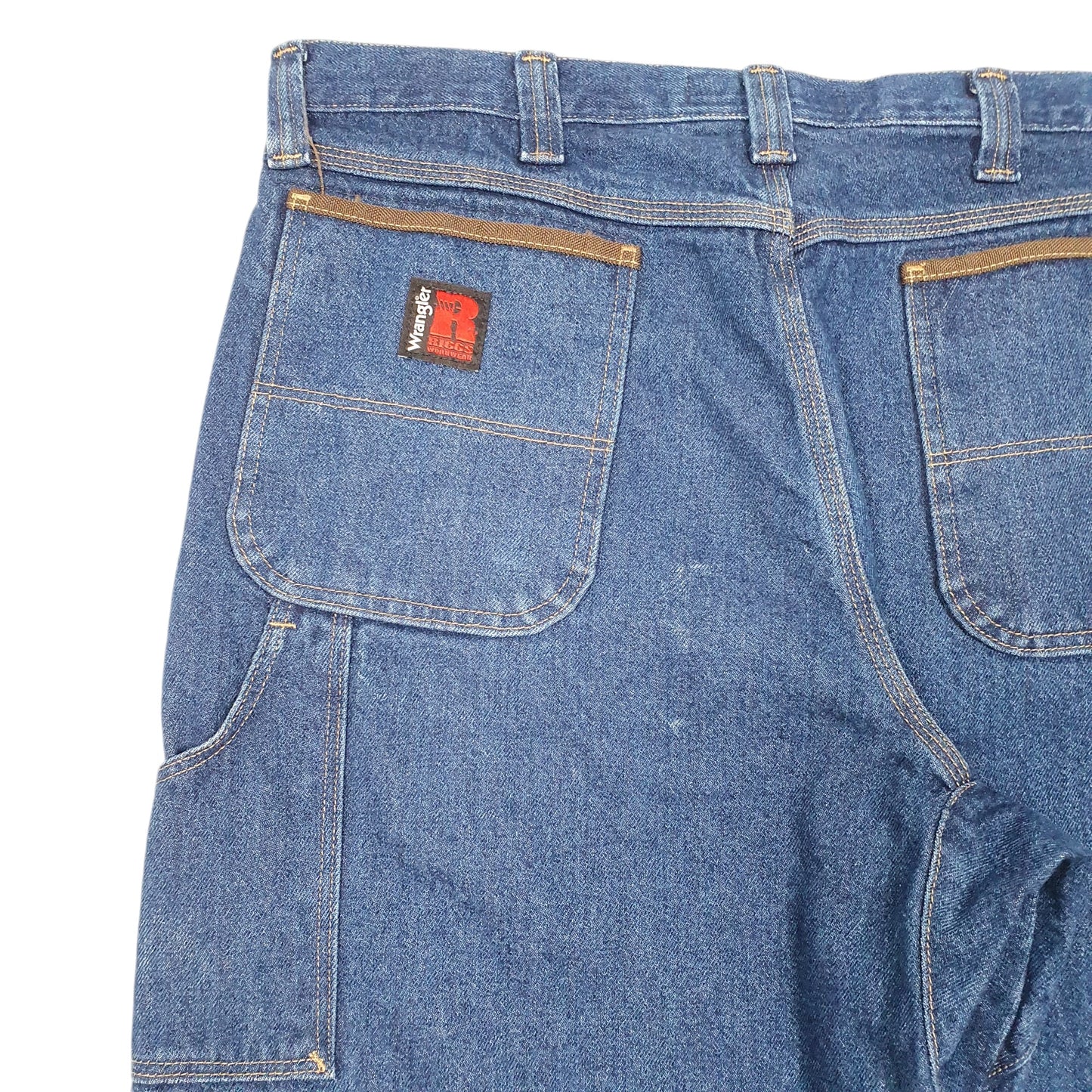 Mens Blue Wrangler Carpenter Pants Workwear Riggs Casual JeansW38 L30