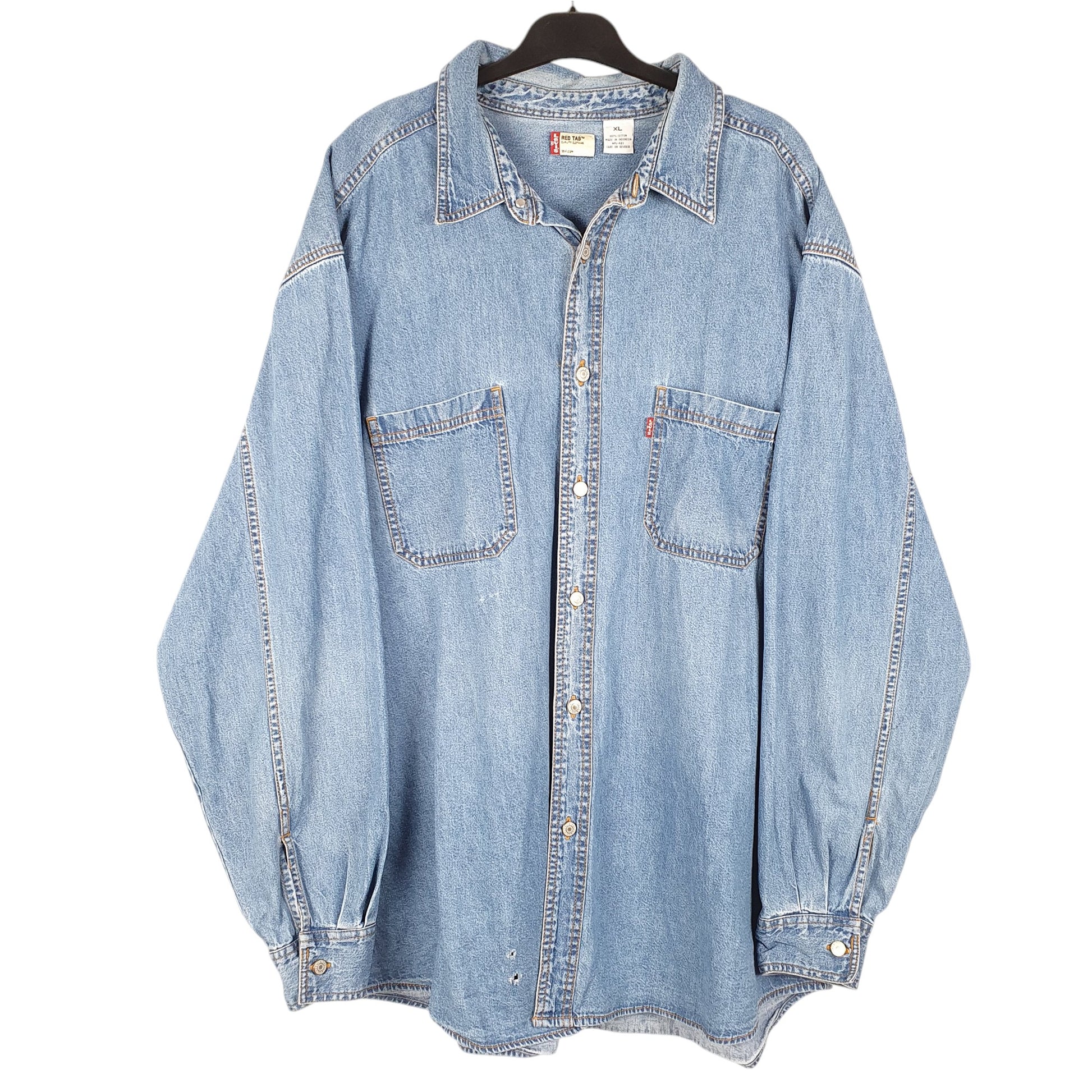 Mens Blue Levis Denim Jeans Vintage Red Tab Overshirt Shacket Long Sleeve Shirt