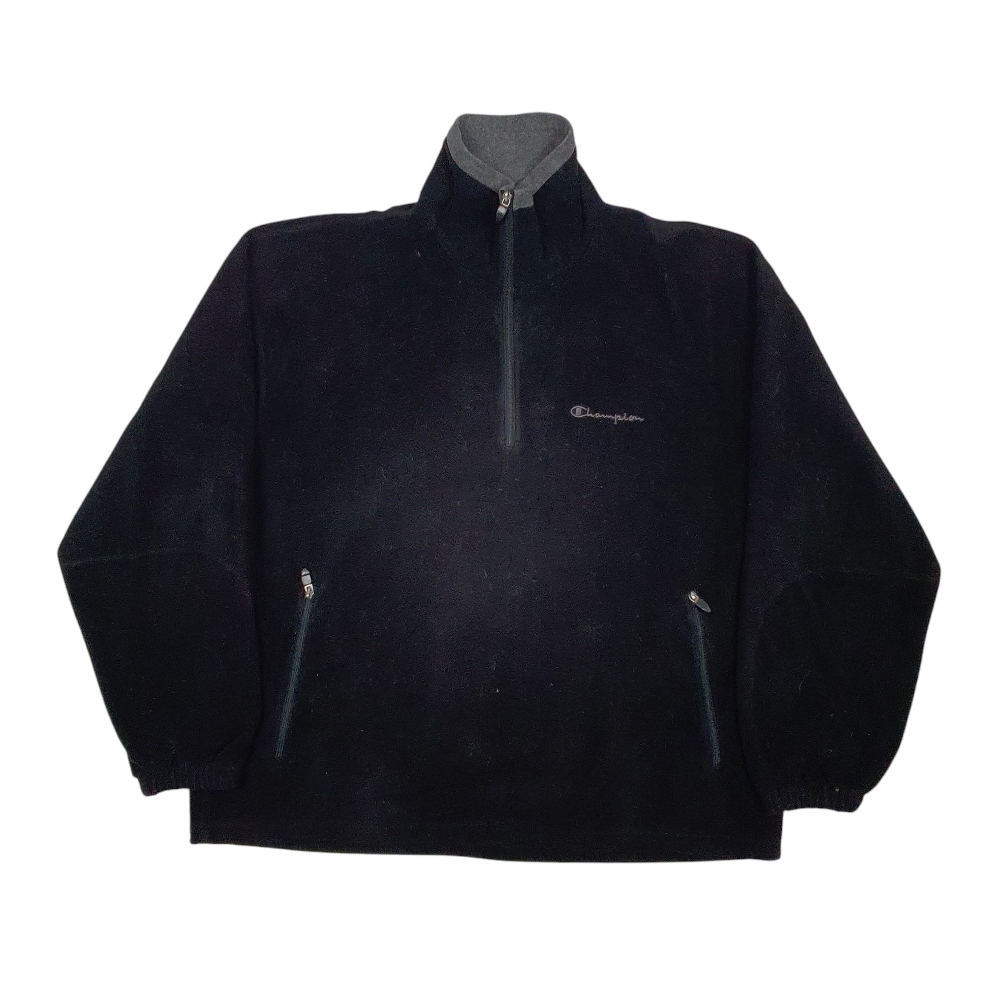 Mens Black Champion  Quarter Zip Jumper