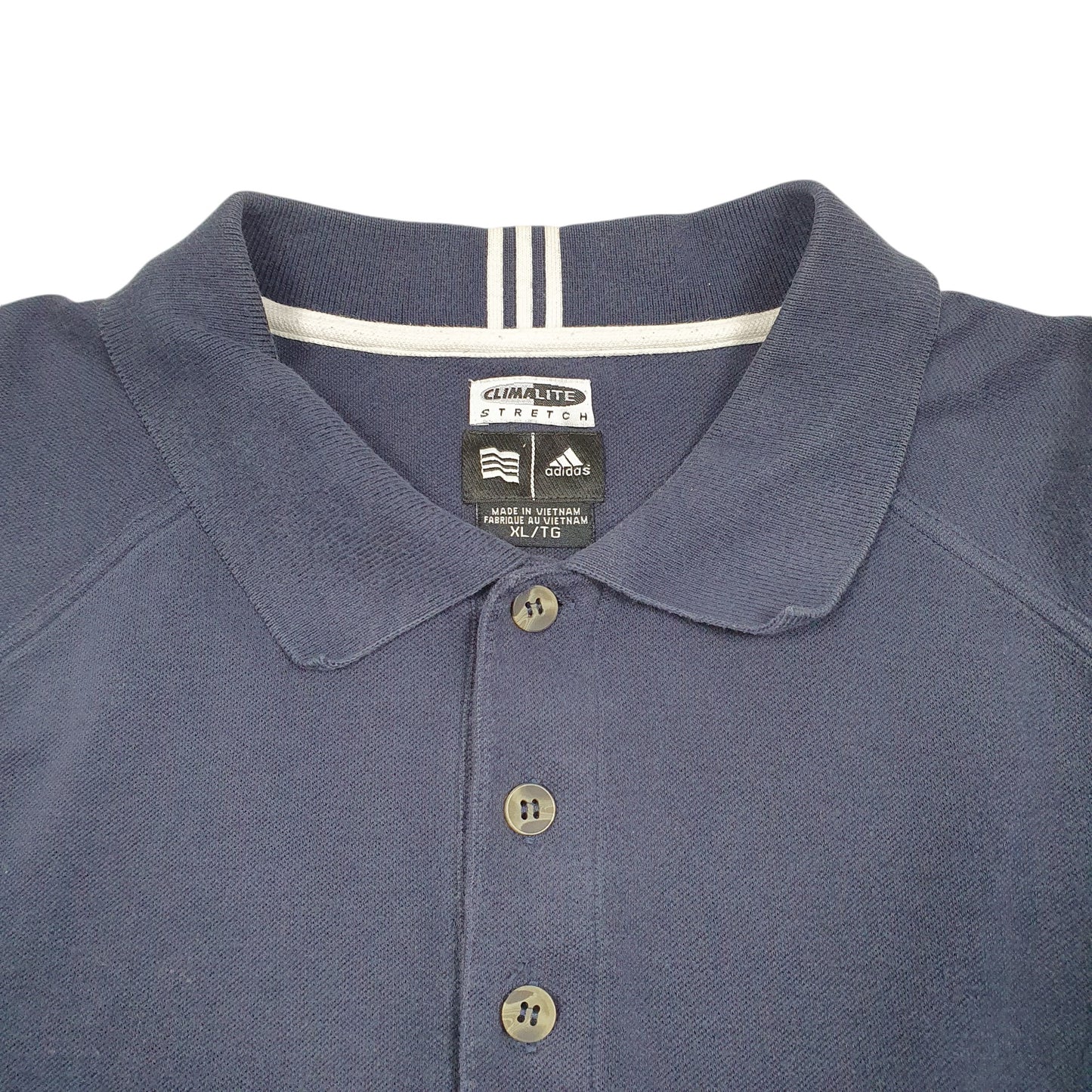 Mens Navy Adidas Climalite Stretch Long Sleeve Polo Shirt