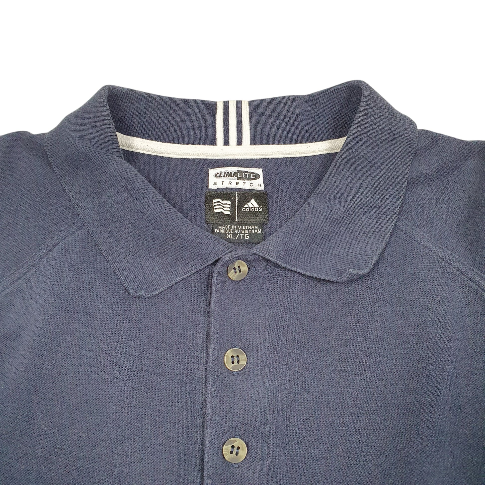 Mens Navy Adidas Climalite Stretch Long Sleeve Polo Shirt