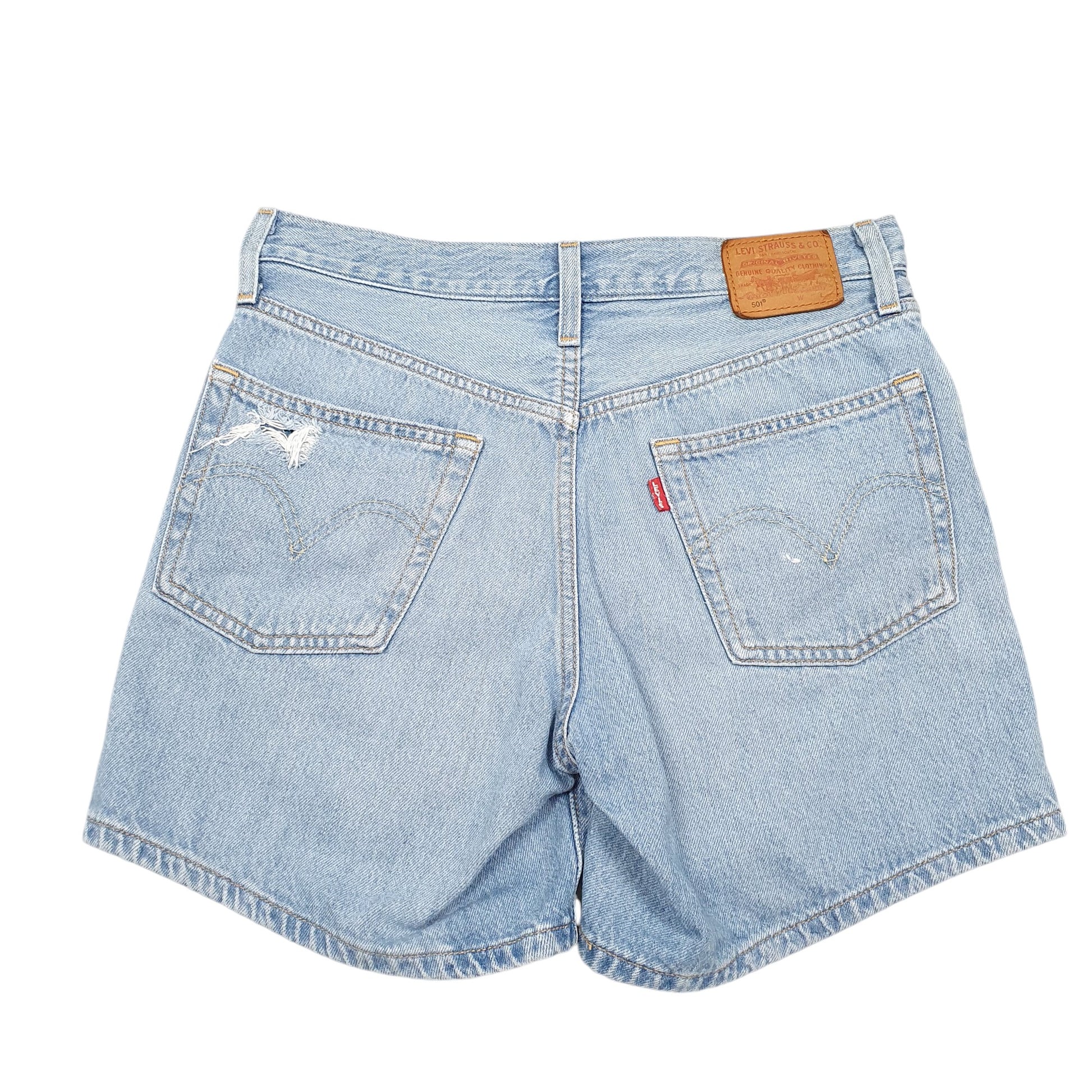 Womens Blue Levis 501 Jorts Hot Pants Disressed Denim Shorts