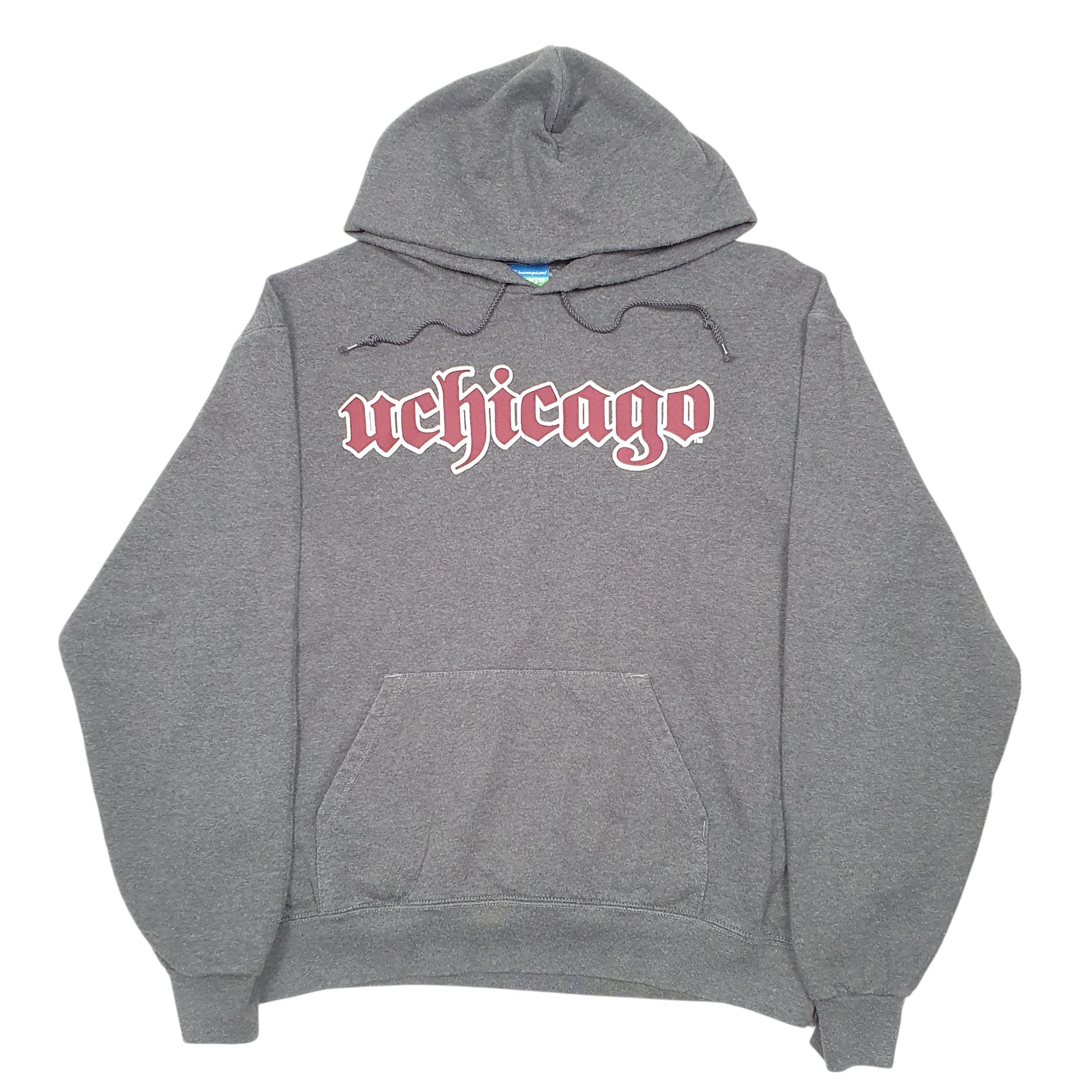 Mens Grey Champion Uchicago USA Spellout Hoodie Jumper