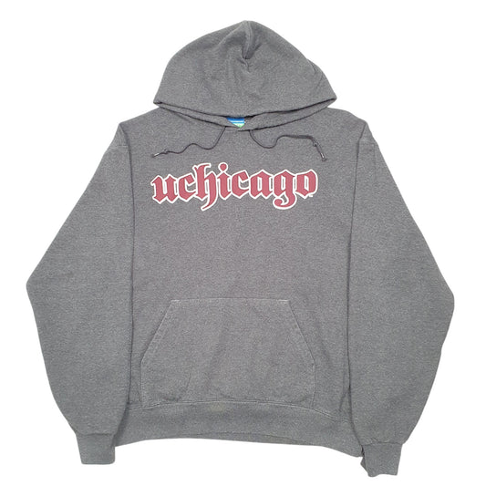 Mens Grey Champion Uchicago USA Spellout Hoodie Jumper
