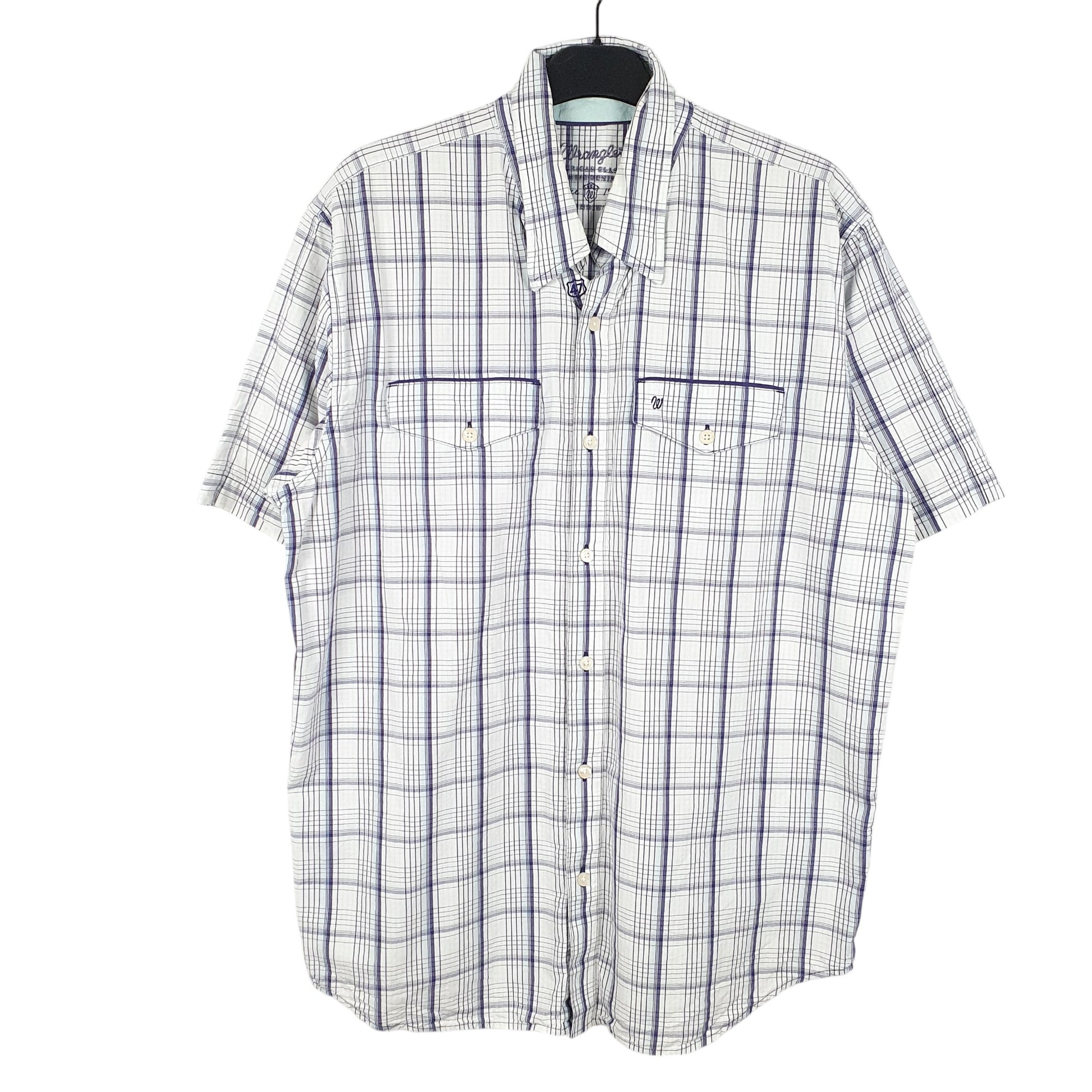 Mens White Wrangler  Short Sleeve Shirt