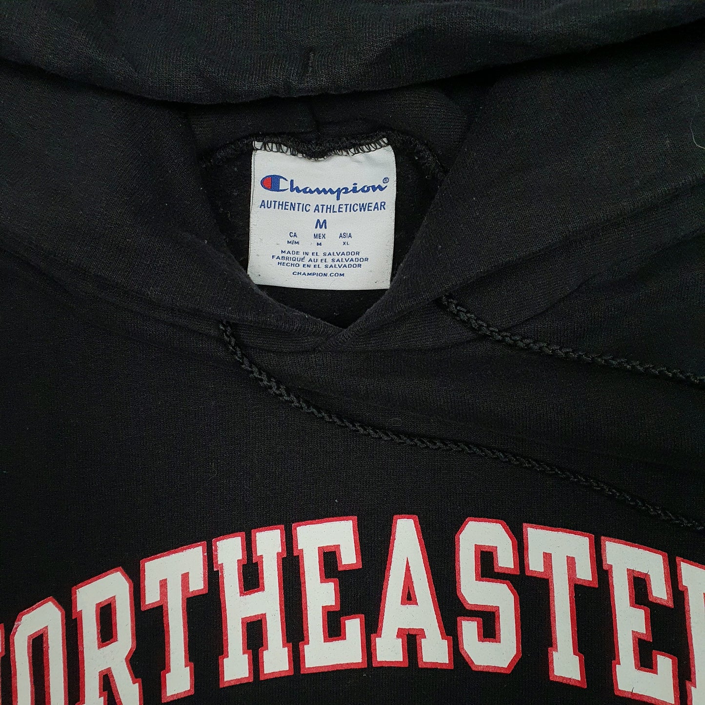Mens Black Champion Northeastern University Hoodie Jumper