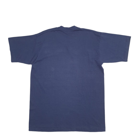 Mens Navy Fruit Of The Loom Single Stitch Vintage 90s Catch Your Dreams Short Sleeve T Shirt