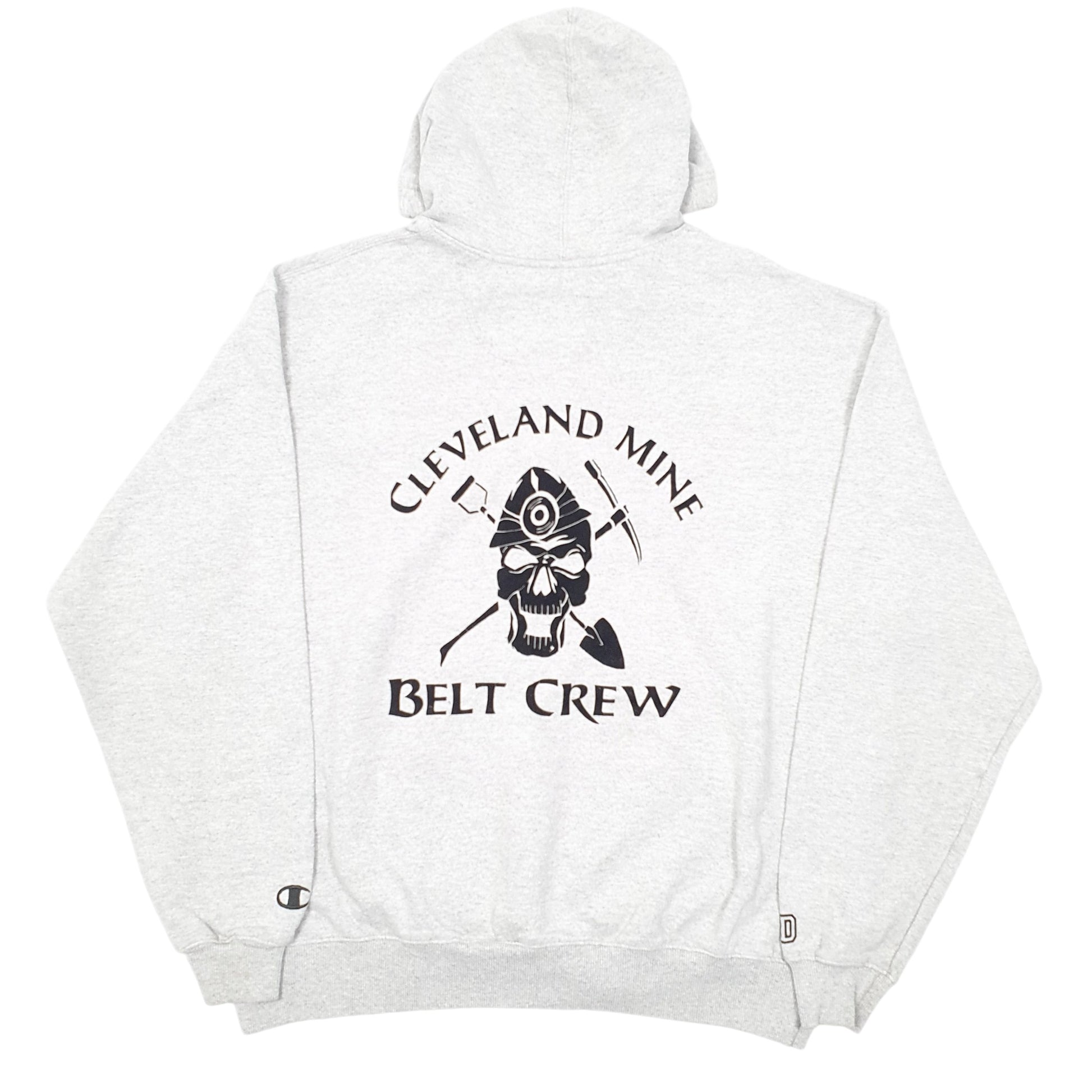 Mens Grey Champion Cleveland Mine Belt Crew Underground Hoodie Jumper