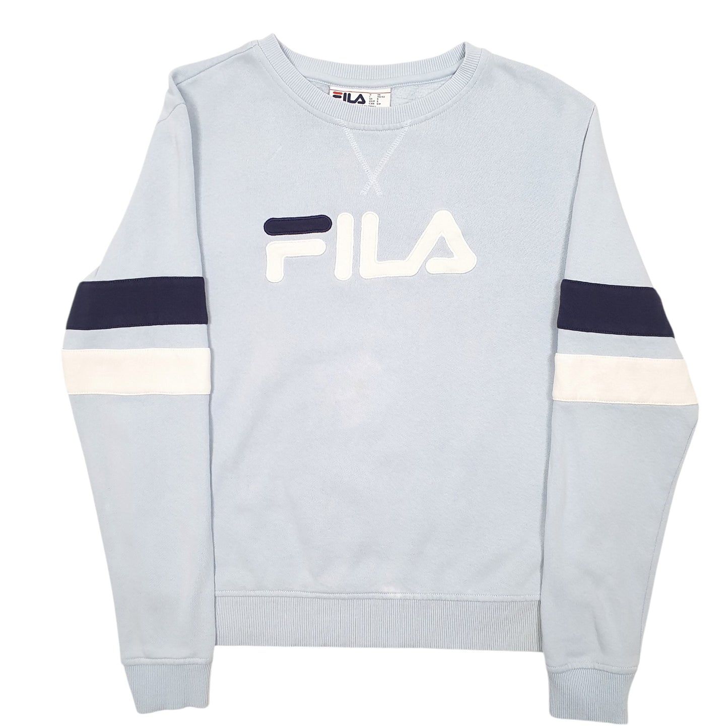 Womens Blue Fila Spellout Crewneck Jumper