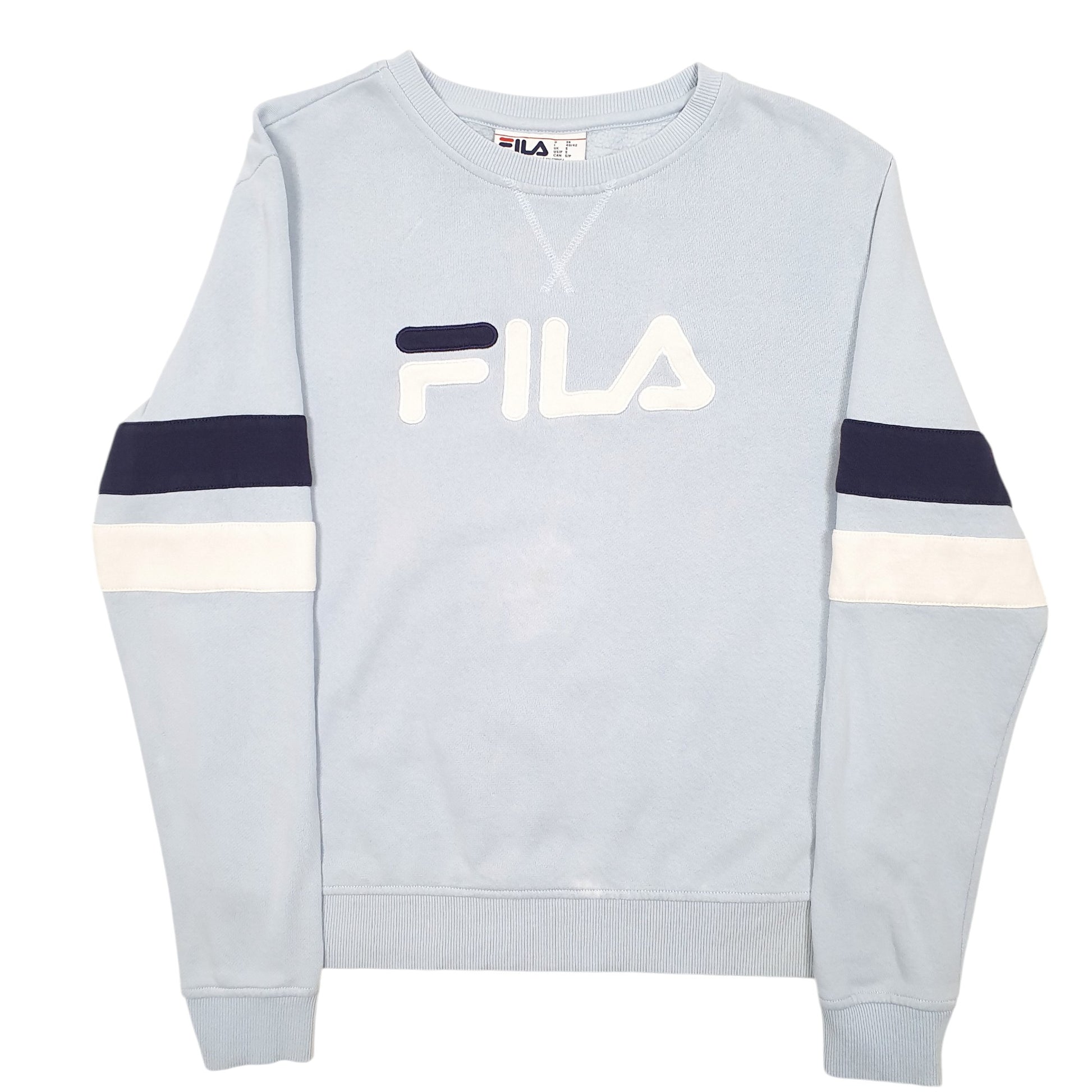 Womens Blue Fila Spellout Crewneck Jumper