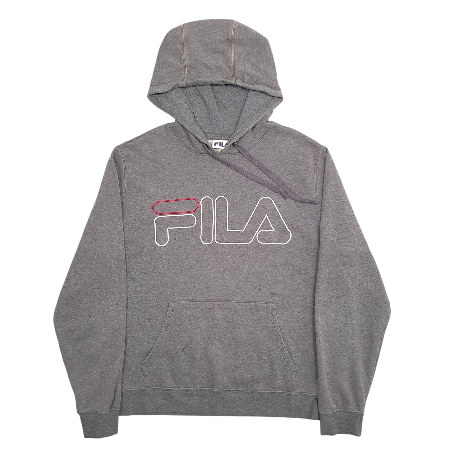 Mens Grey Fila Spellout Hoodie Jumper