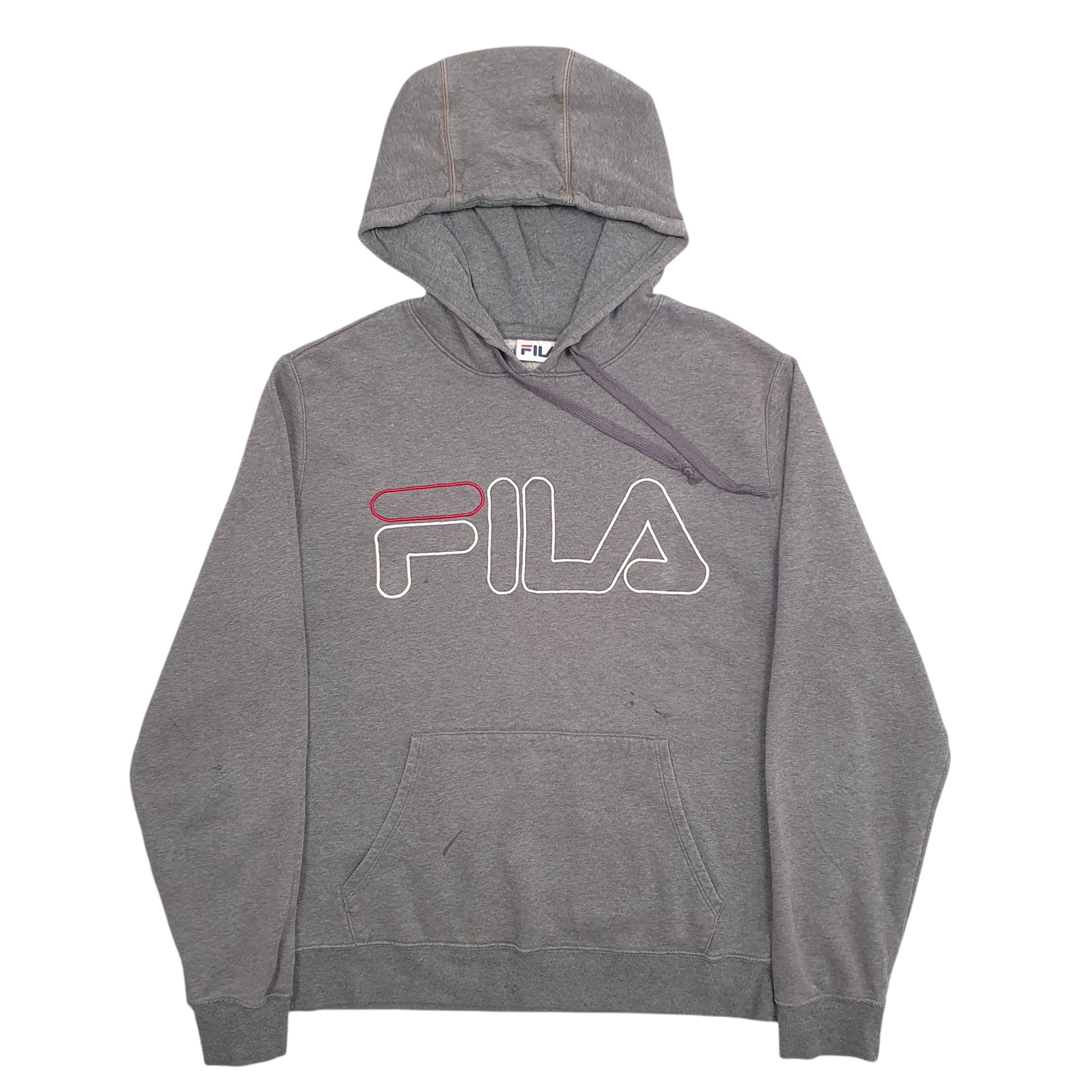 Mens Grey Fila Spellout Hoodie Jumper