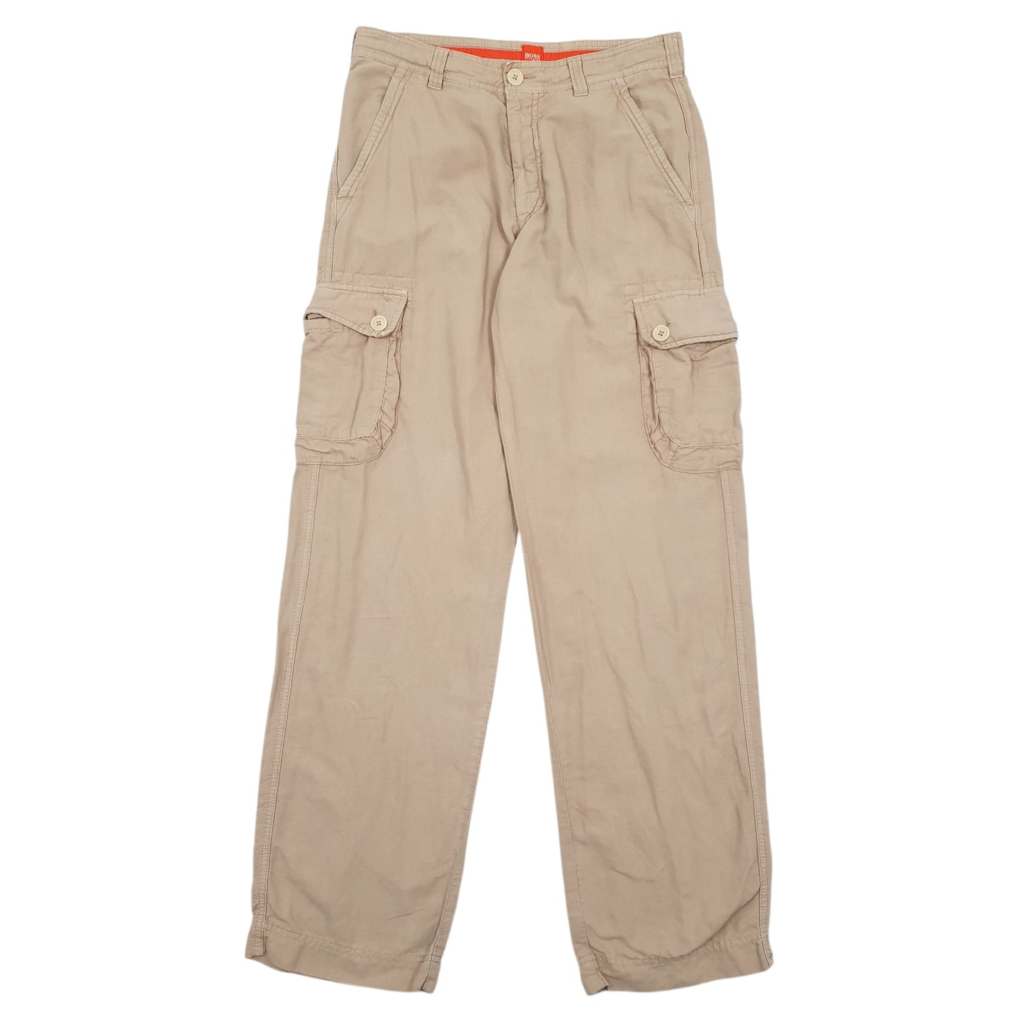Mens Beige Hugo Boss Vintage Cargo Trousers