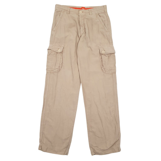 Mens Beige Hugo Boss Vintage Cargo Trousers