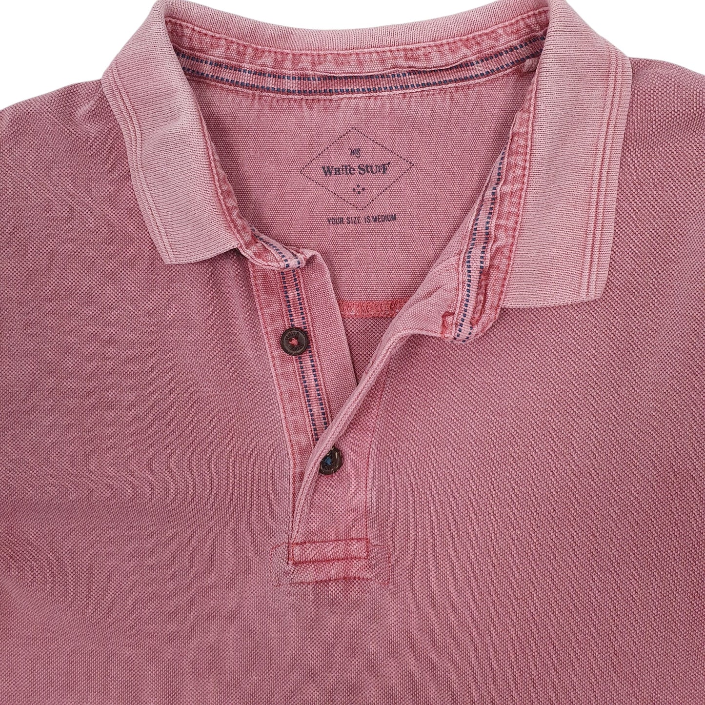 Mens Pink White Stuff  Short Sleeve Polo Shirt