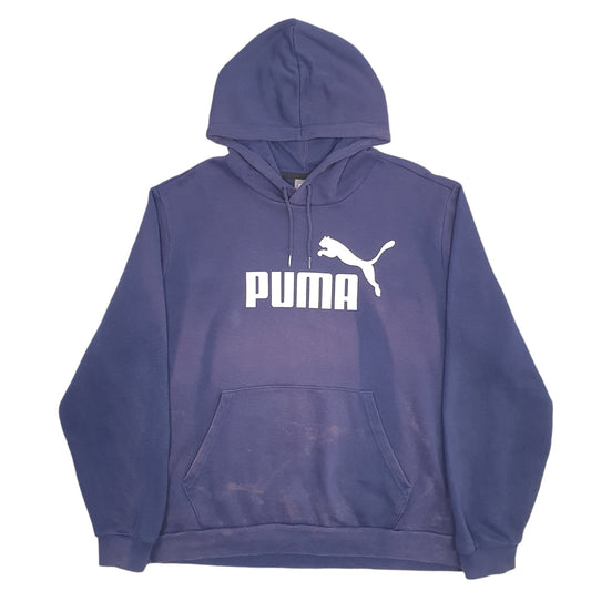 Mens Navy Puma Spellout Hoodie Jumper