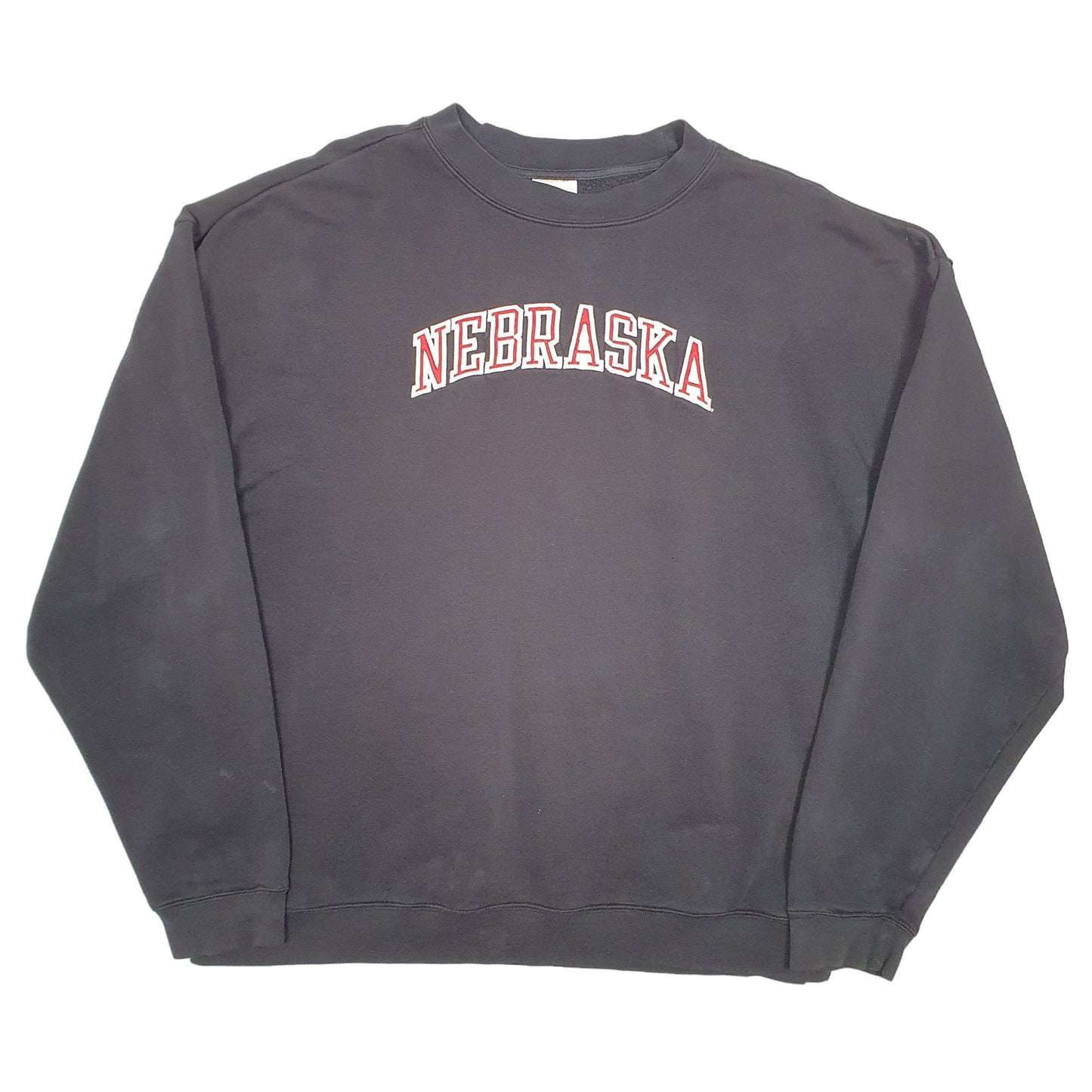 Mens Black Adidas Vintage Nebraska Spellout Crewneck Jumper
