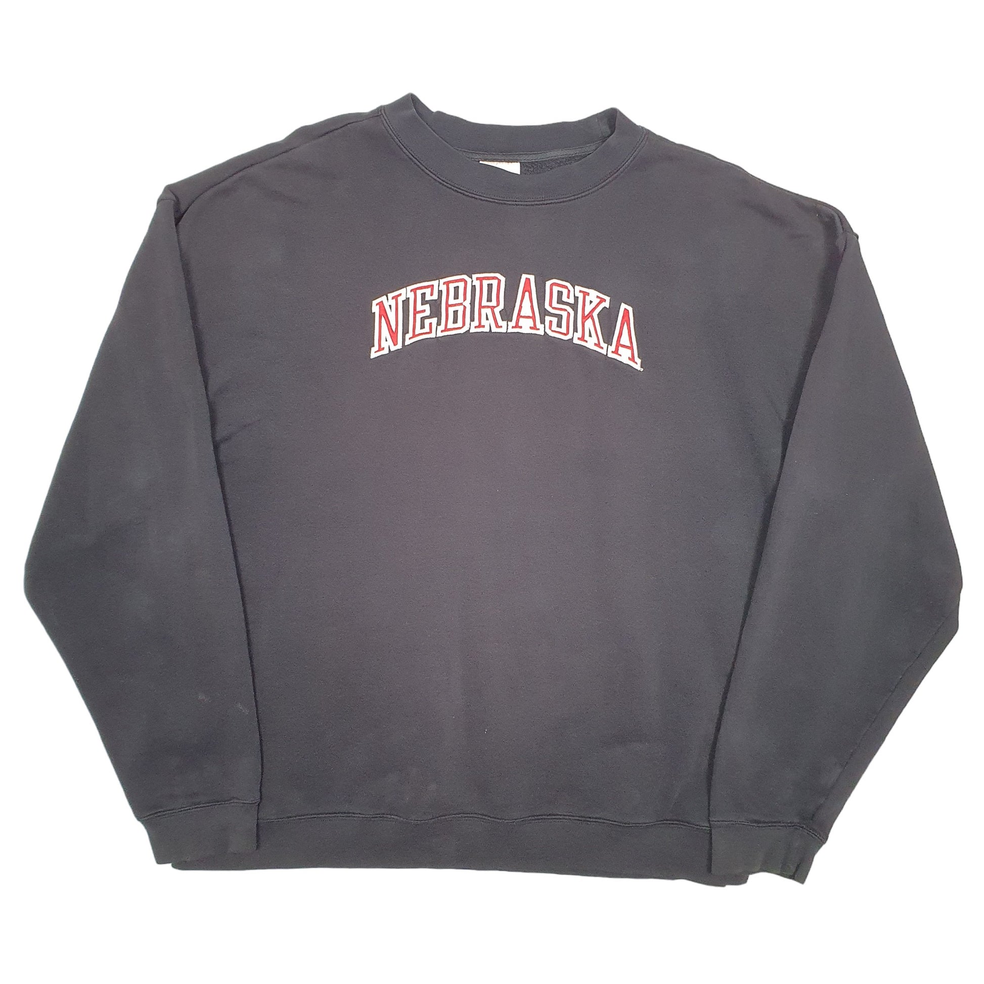 Mens Black Adidas Vintage Nebraska Spellout Crewneck Jumper