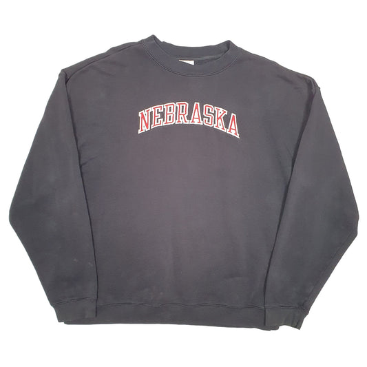 Mens Black Adidas Vintage Nebraska Spellout Crewneck Jumper