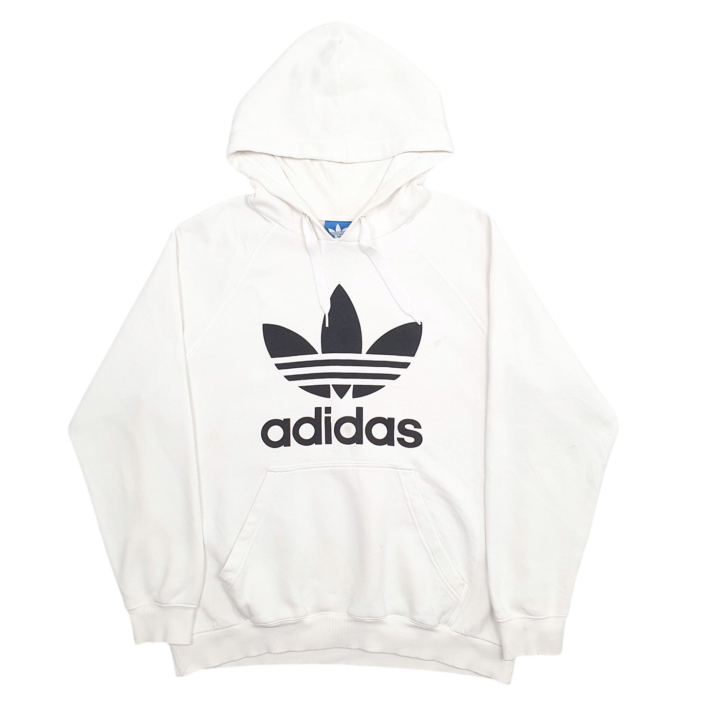 Mens White Adidas Spellout Hoodie Jumper