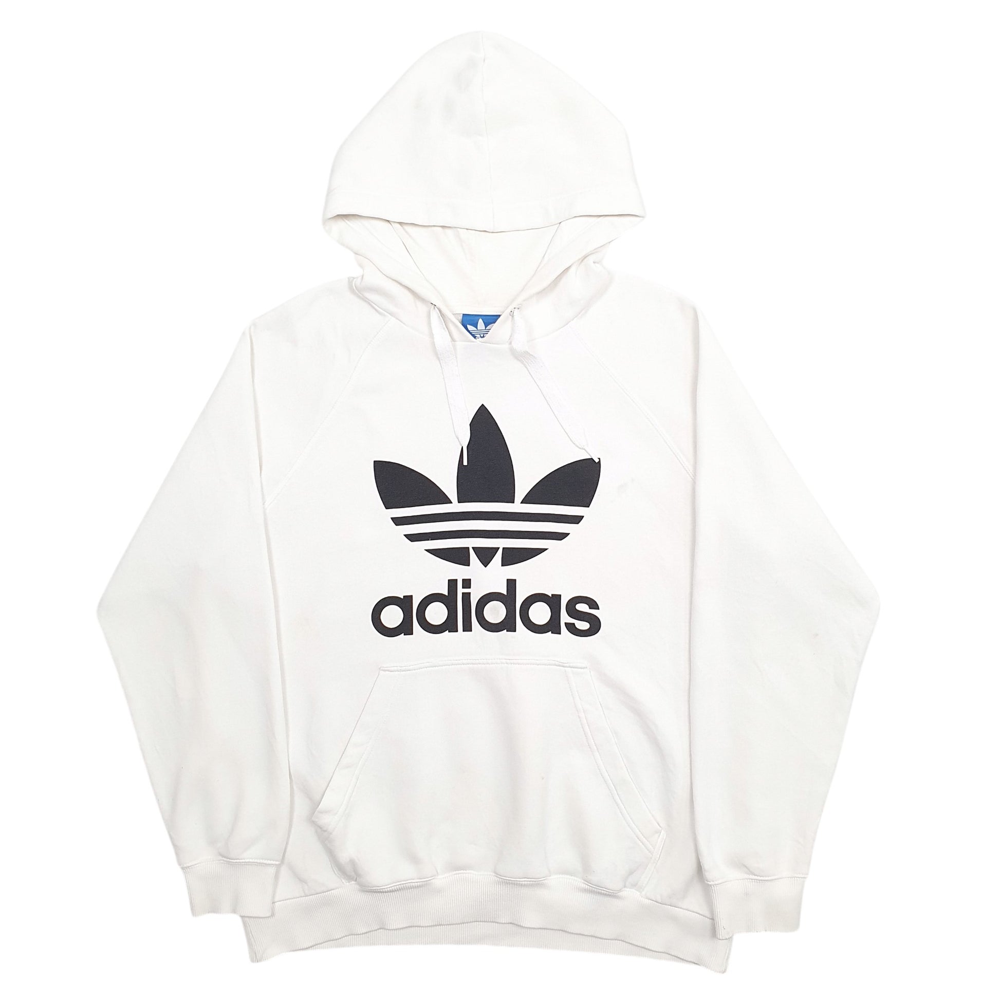 Mens White Adidas Spellout Hoodie Jumper