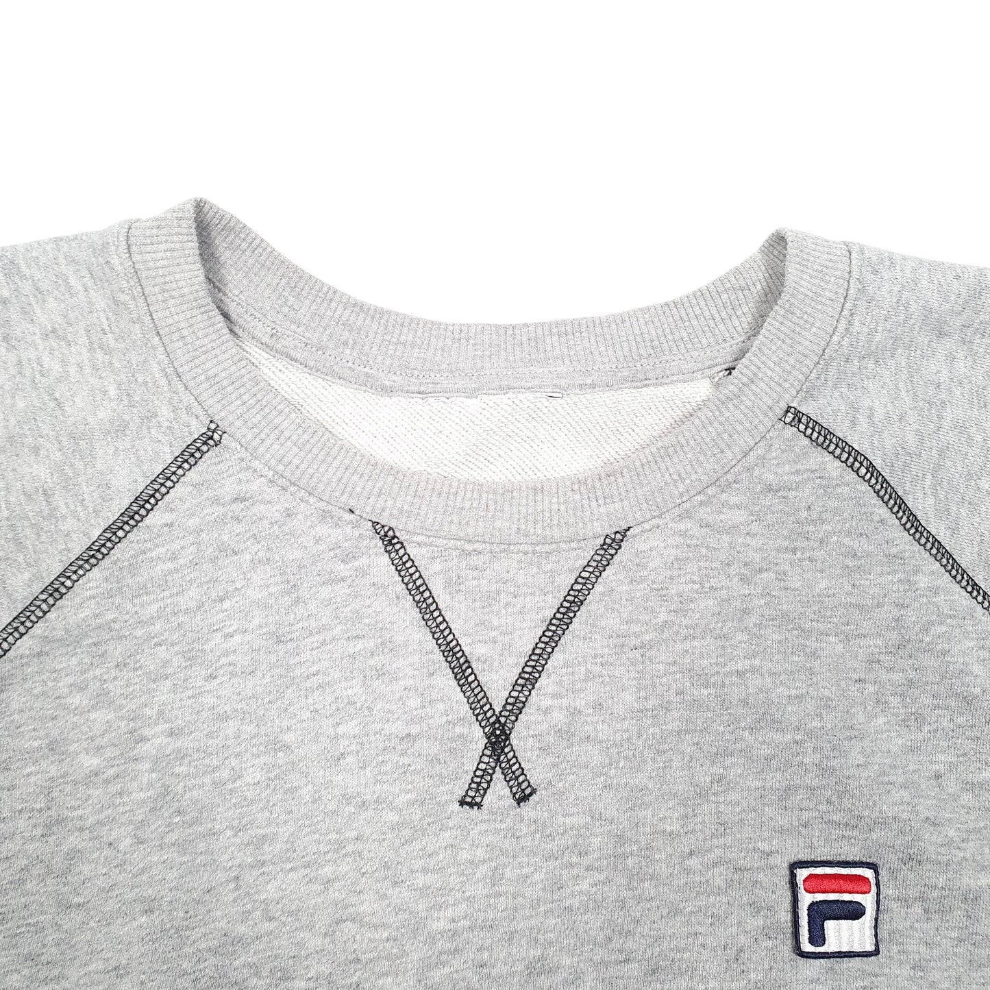 Mens Grey Fila Raglan Crewneck Jumper