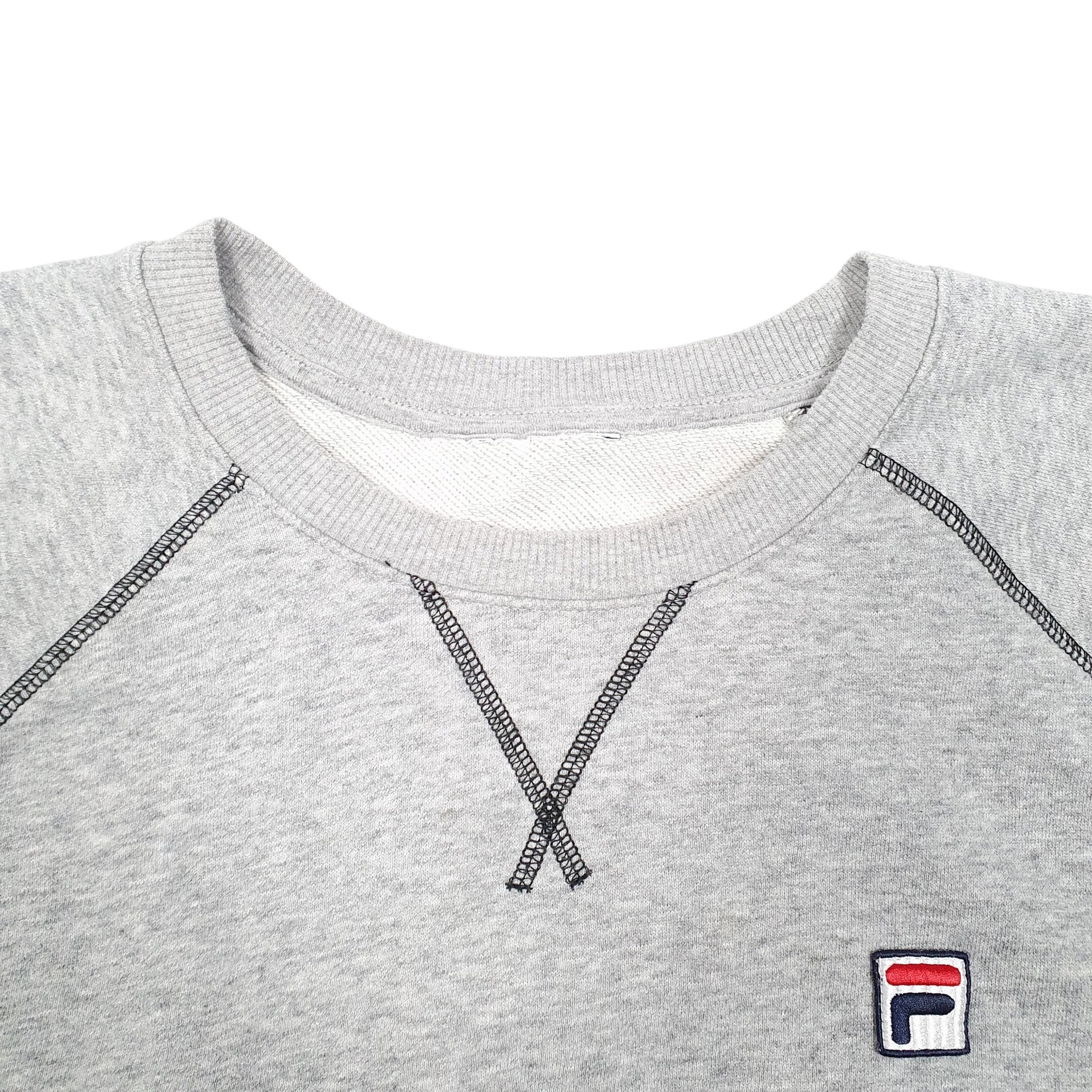 Mens Grey Fila Raglan Crewneck Jumper