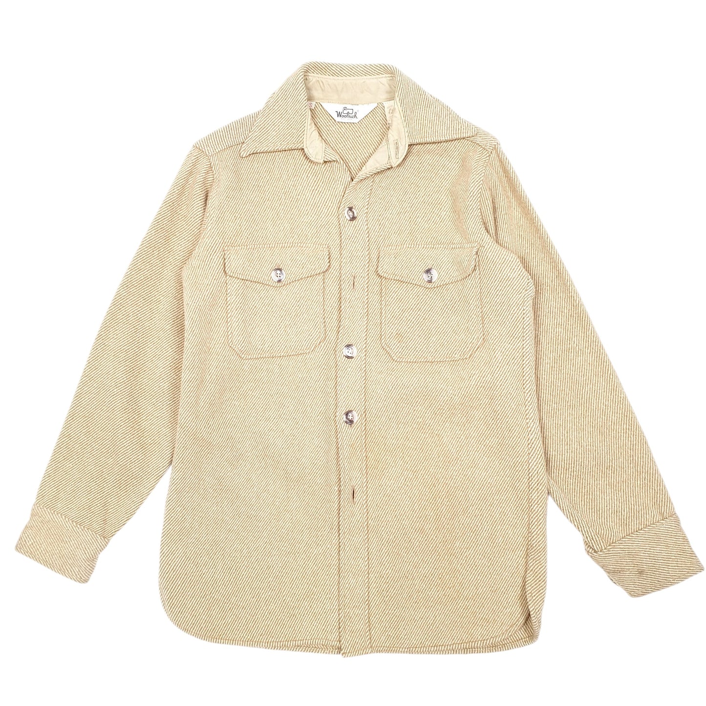 Mens Tan Woolrich Vintage CPO Overshirt Shacket 70s 80s Long Sleeve Shirt