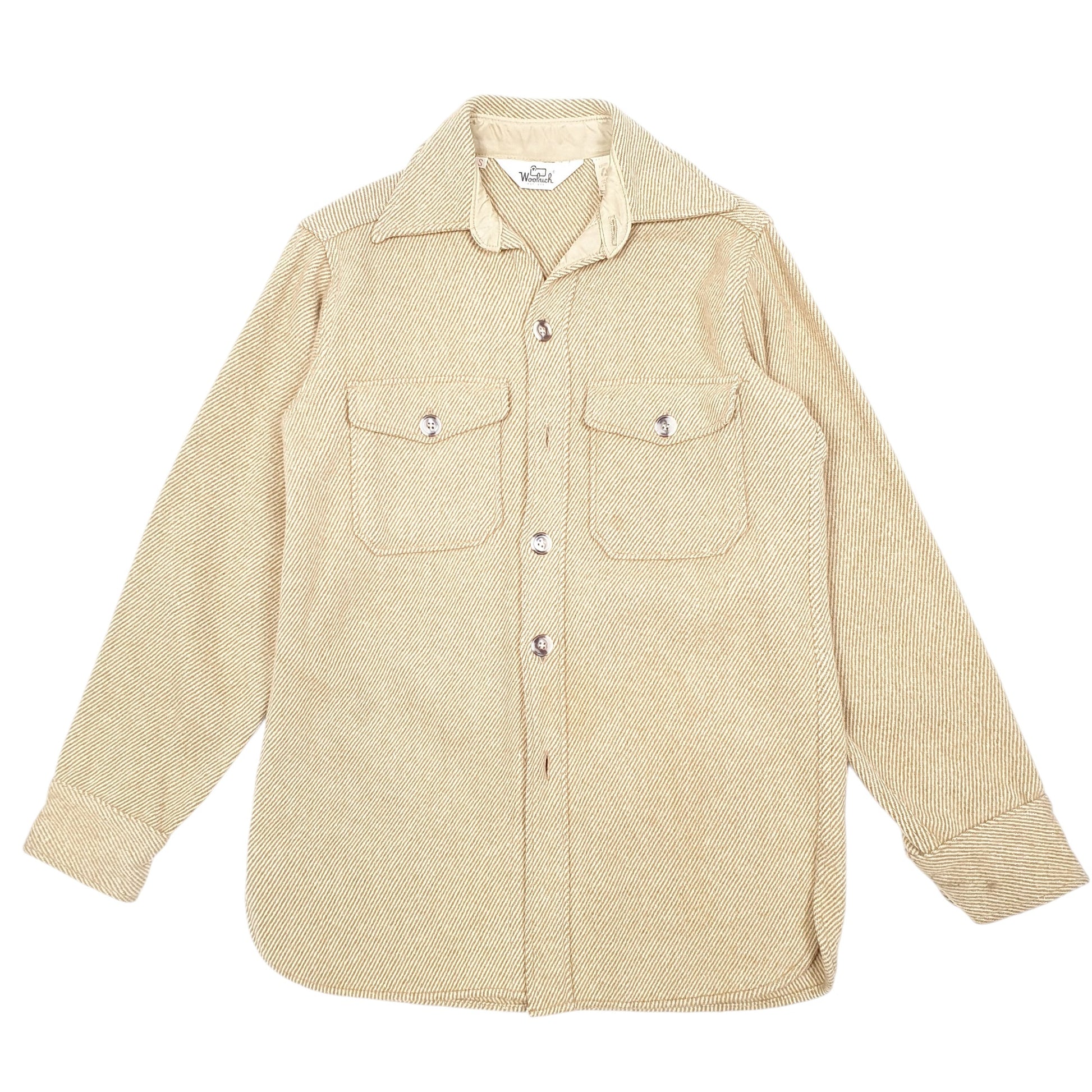 Mens Tan Woolrich Vintage CPO Overshirt Shacket 70s 80s Long Sleeve Shirt