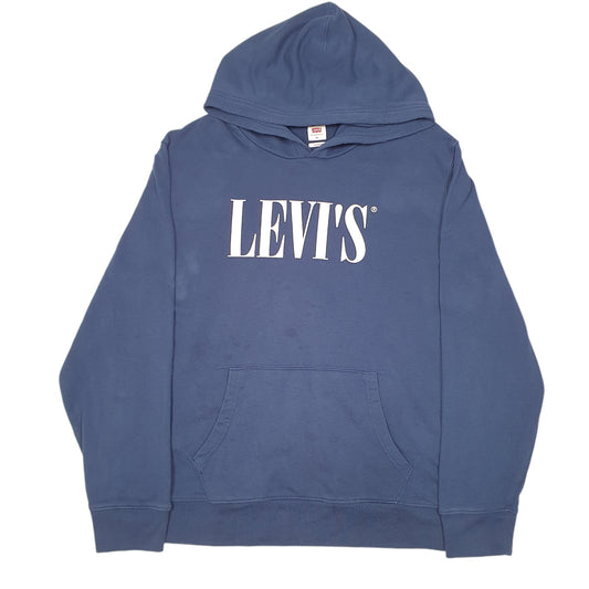 Mens Navy Levis Spellout Hoodie Jumper