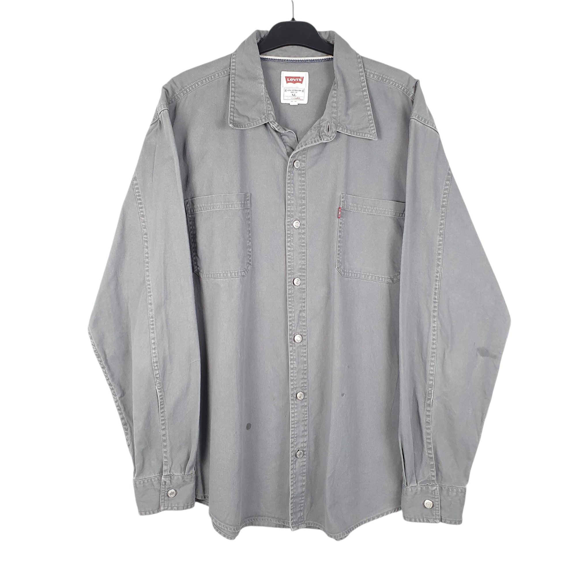 Mens Grey Levis Denim Jeans Overshirt Shacket Long Sleeve Shirt