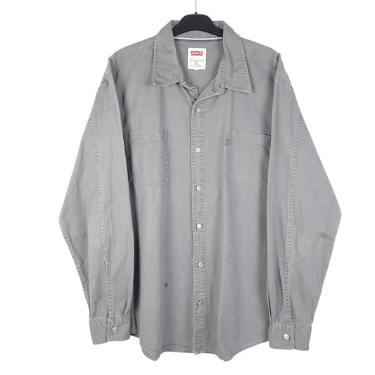 Mens Grey Levis Denim Jeans Overshirt Shacket Long Sleeve Shirt