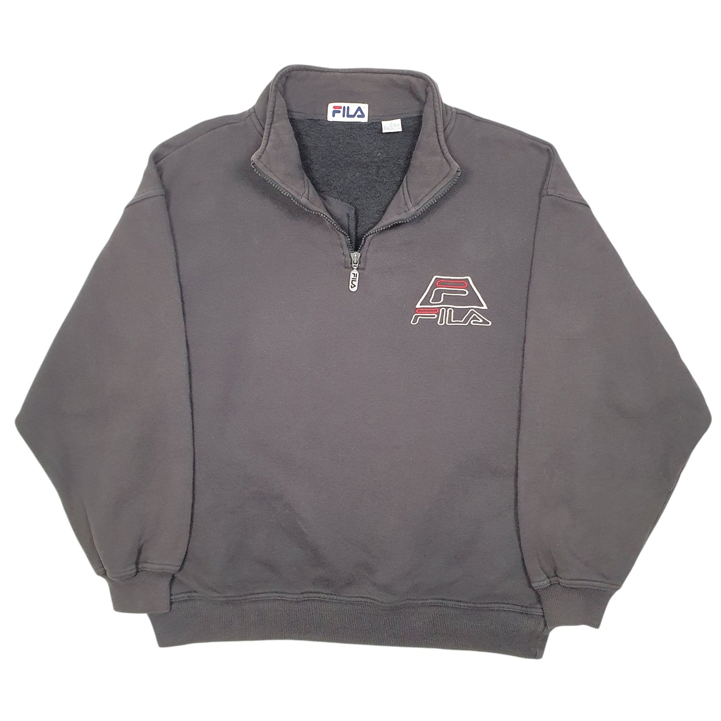 Mens Black Fila  Quarter Zip Jumper