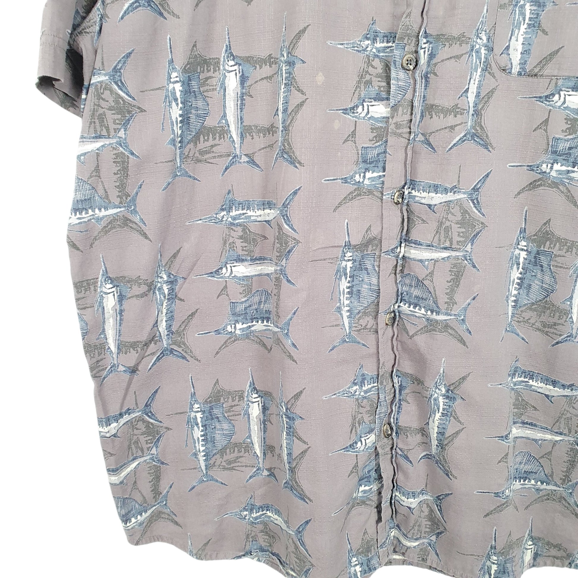 Mens Grey Columbia Sportswear Fishing Marlin Swordfish Short Sleeve Shirt