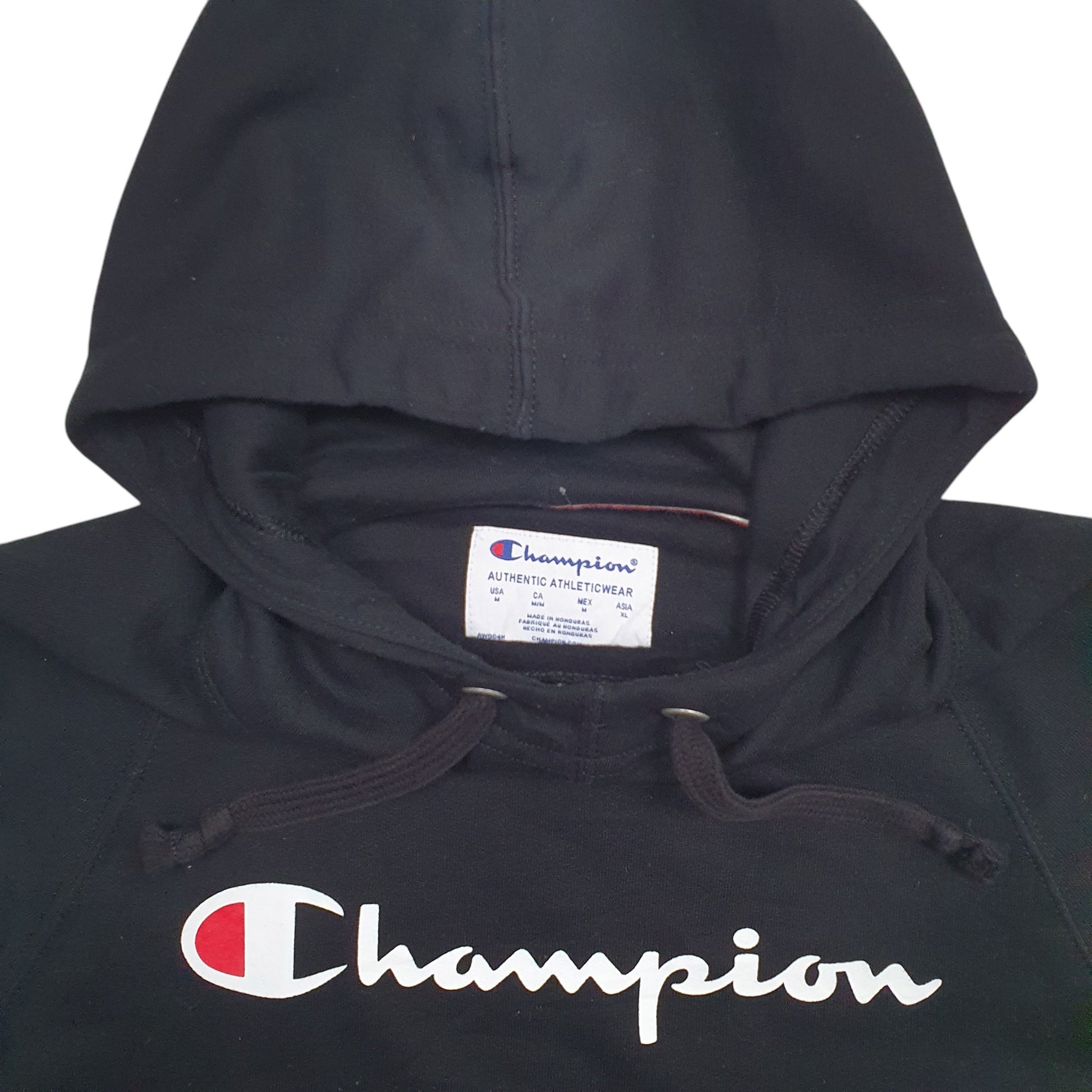 Womens Black Champion Spellout Hoodie Jumper