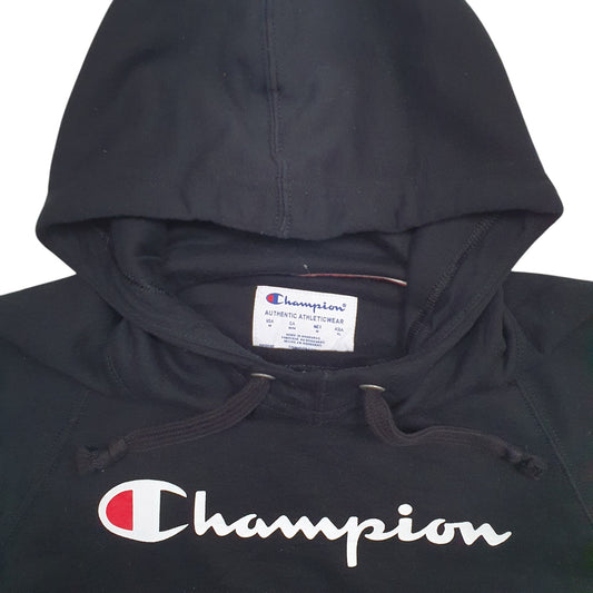 Womens Black Champion Spellout Hoodie Jumper