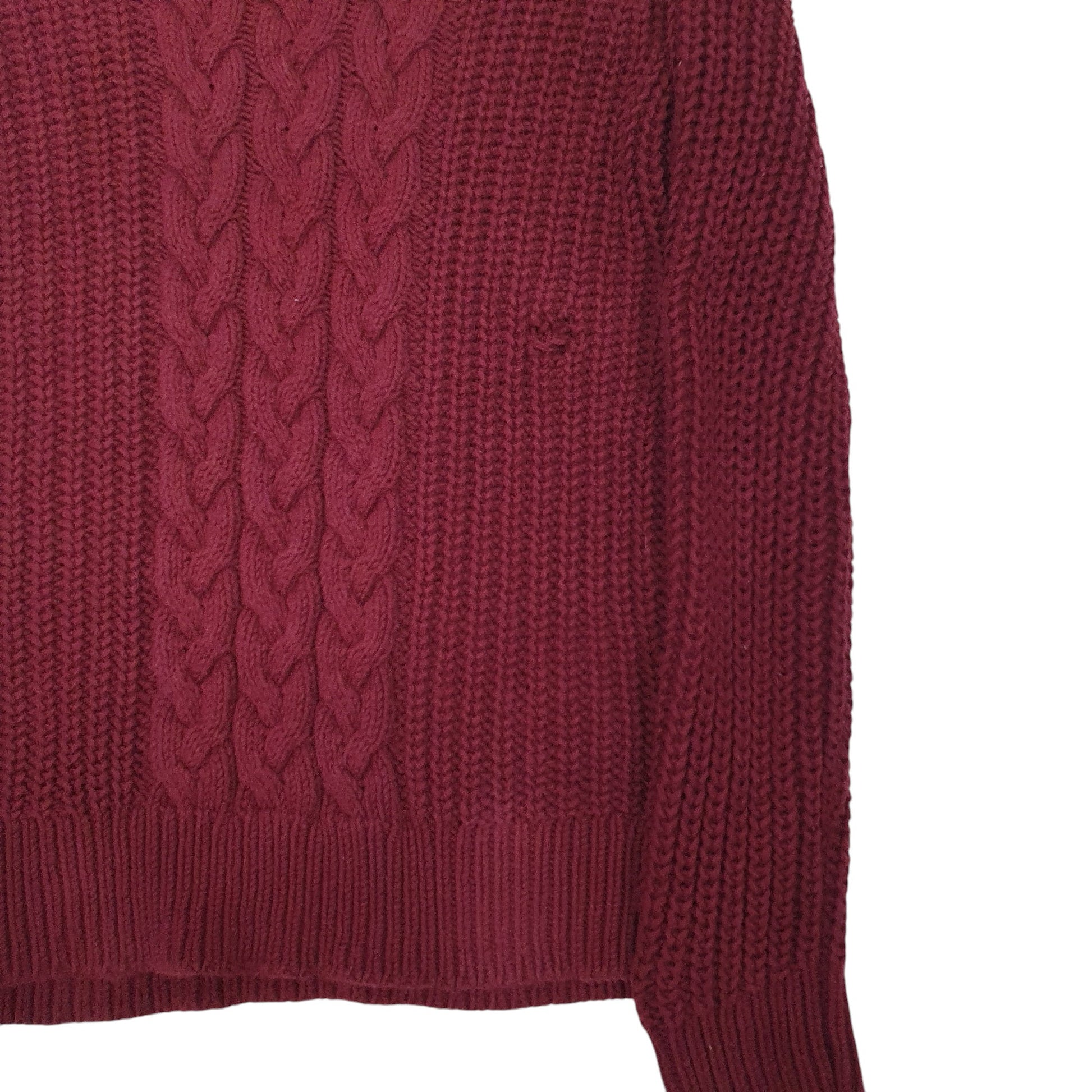 Womens Burgundy Nautica Knitwear Cable Knit Crewneck Jumper