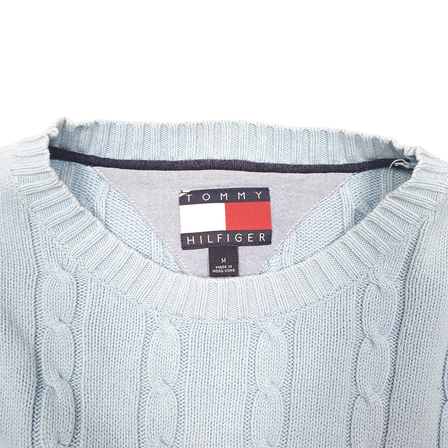 Mens Blue Tommy Hilfiger Cable Knit Crewneck Jumper