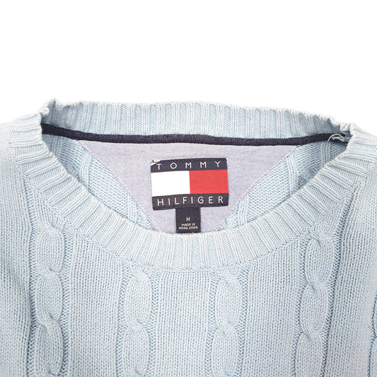 Mens Blue Tommy Hilfiger Cable Knit Crewneck Jumper