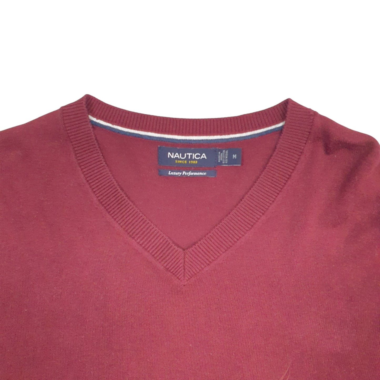 Mens Burgundy Nautica Knit Crewneck Jumper