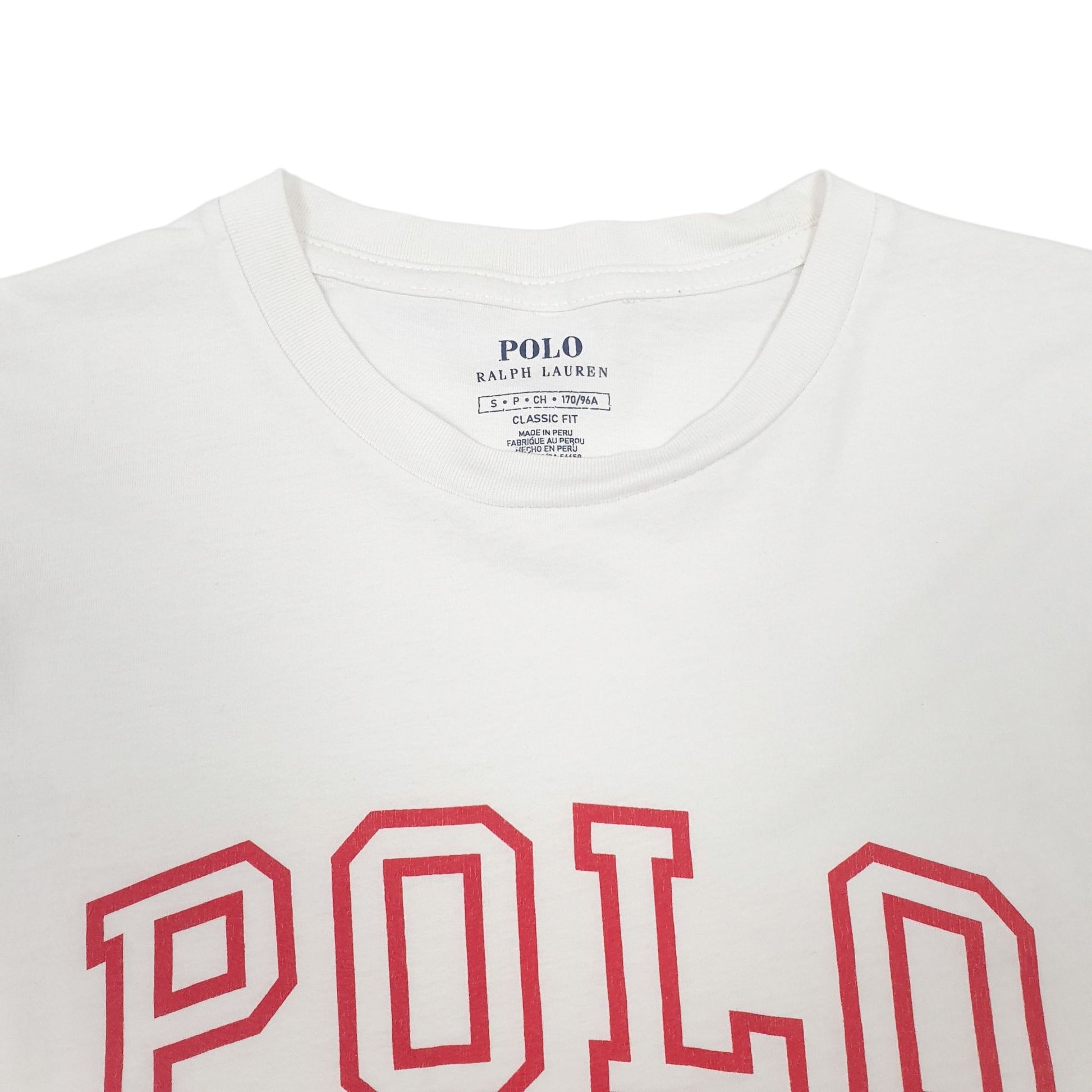 Mens White Polo Ralph Lauren Spellout Short Sleeve T Shirt