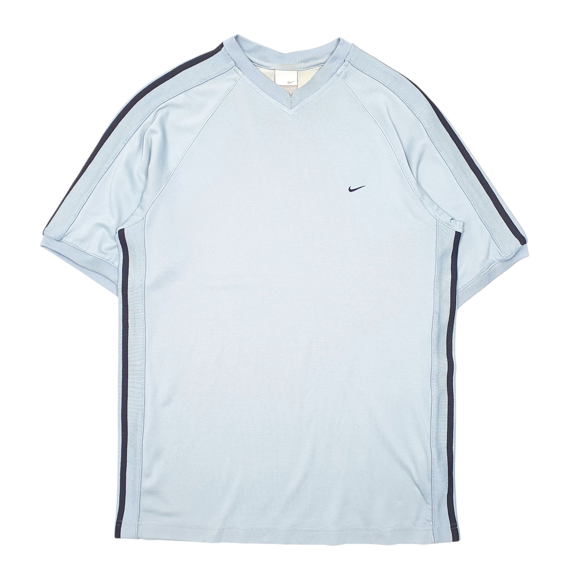 Mens Blue Nike Vintage 2000s V Neck Active Short Sleeve T Shirt