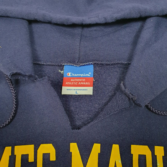 Mens Purple Champion James Madison University Spellout USA Hoodie Jumper