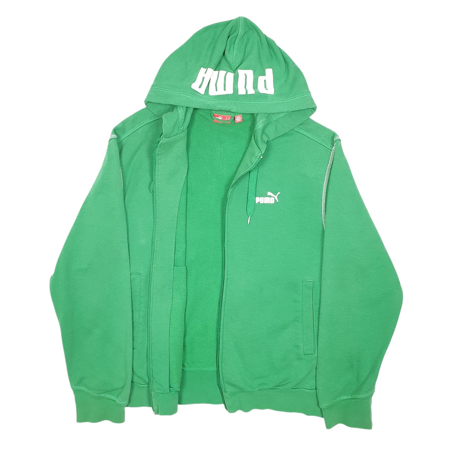 Mens Green Puma Hoodie Full Zip Jumper