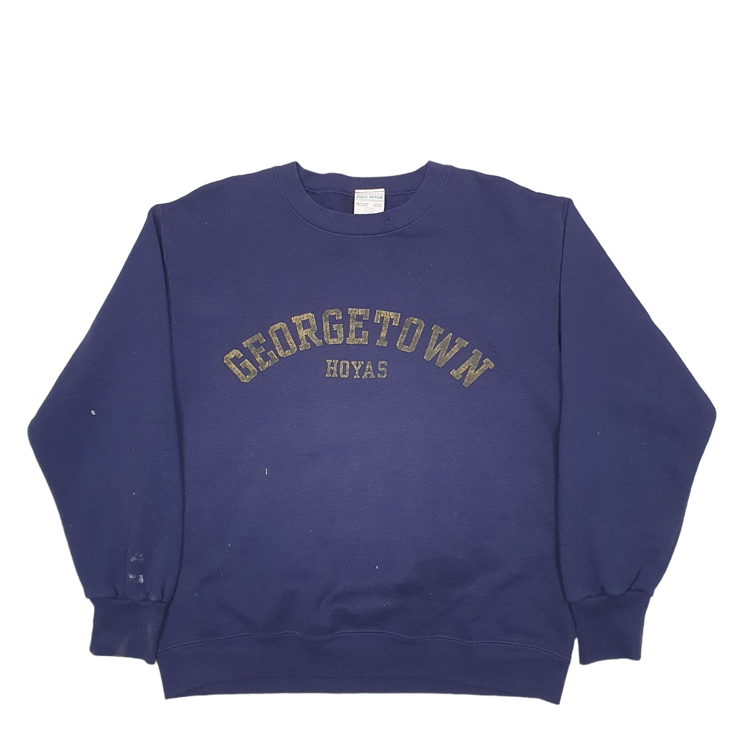 Mens Navy Free Style Georgetown Hoyas Made In USA Crewneck Jumper