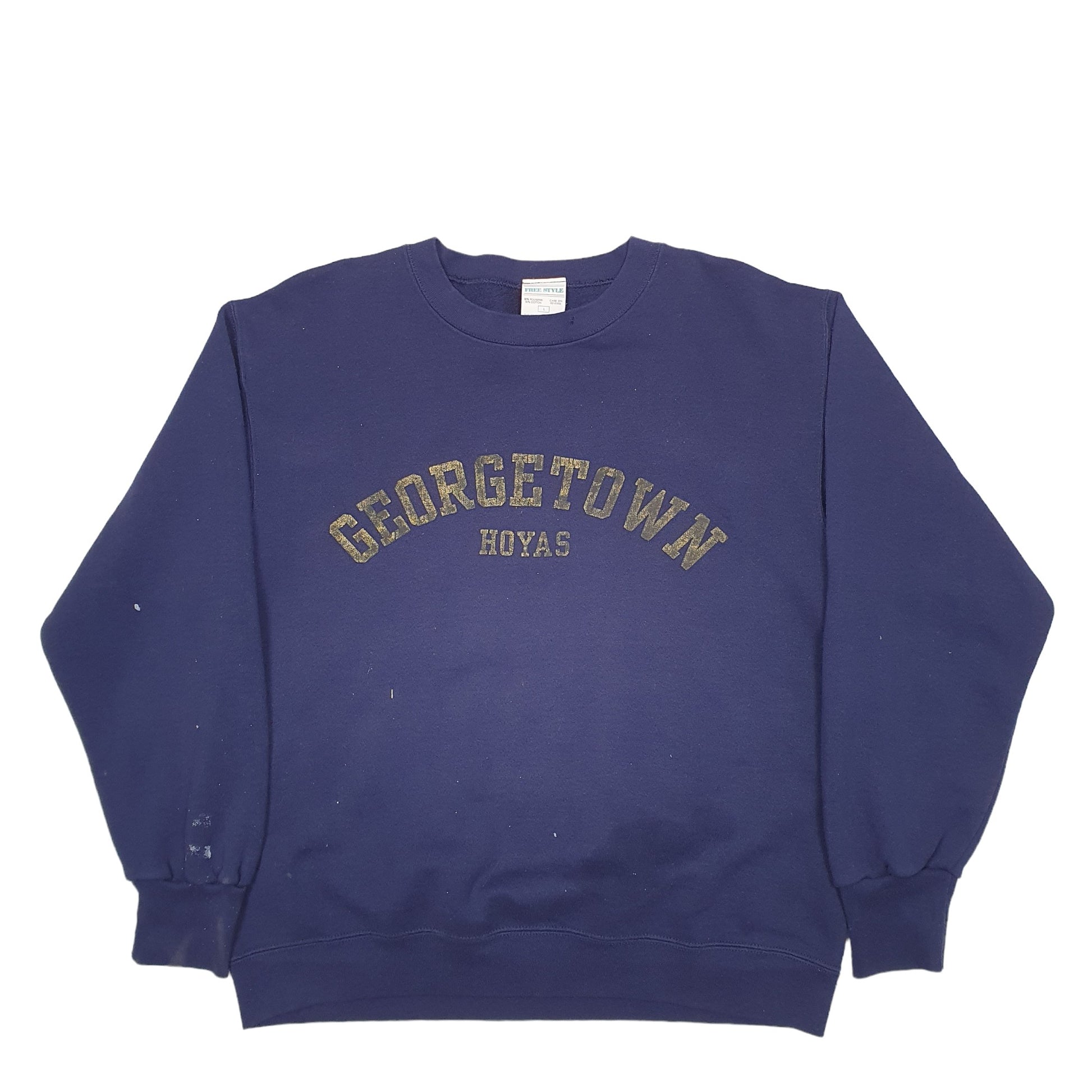 Mens Navy Free Style Georgetown Hoyas Made In USA Crewneck Jumper