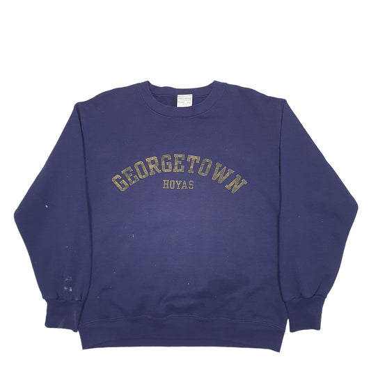 Mens Navy Free Style Georgetown Hoyas Made In USA Crewneck Jumper