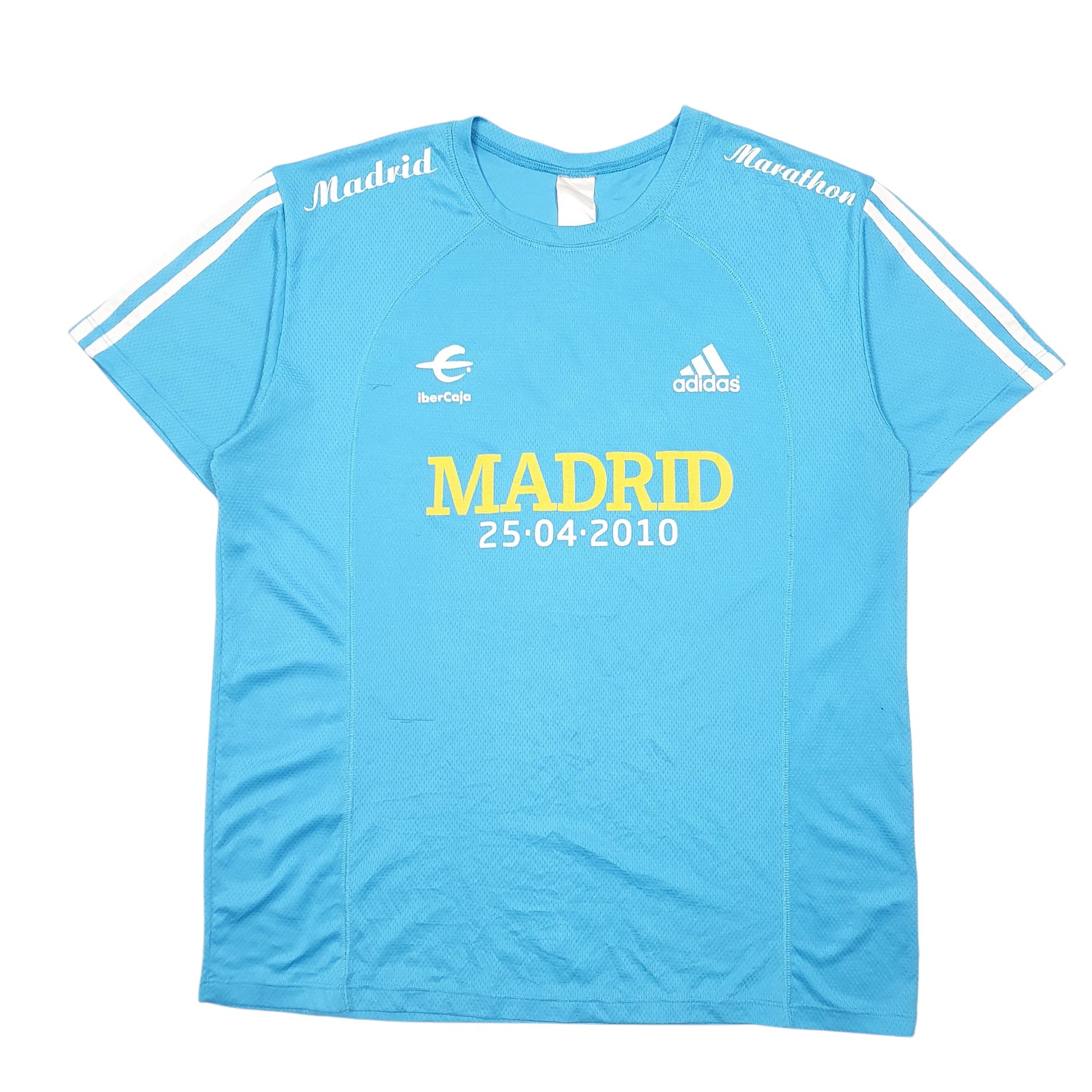 Mens Blue Adidas Madrid Marathon 2010 Active Running Short Sleeve T Shirt