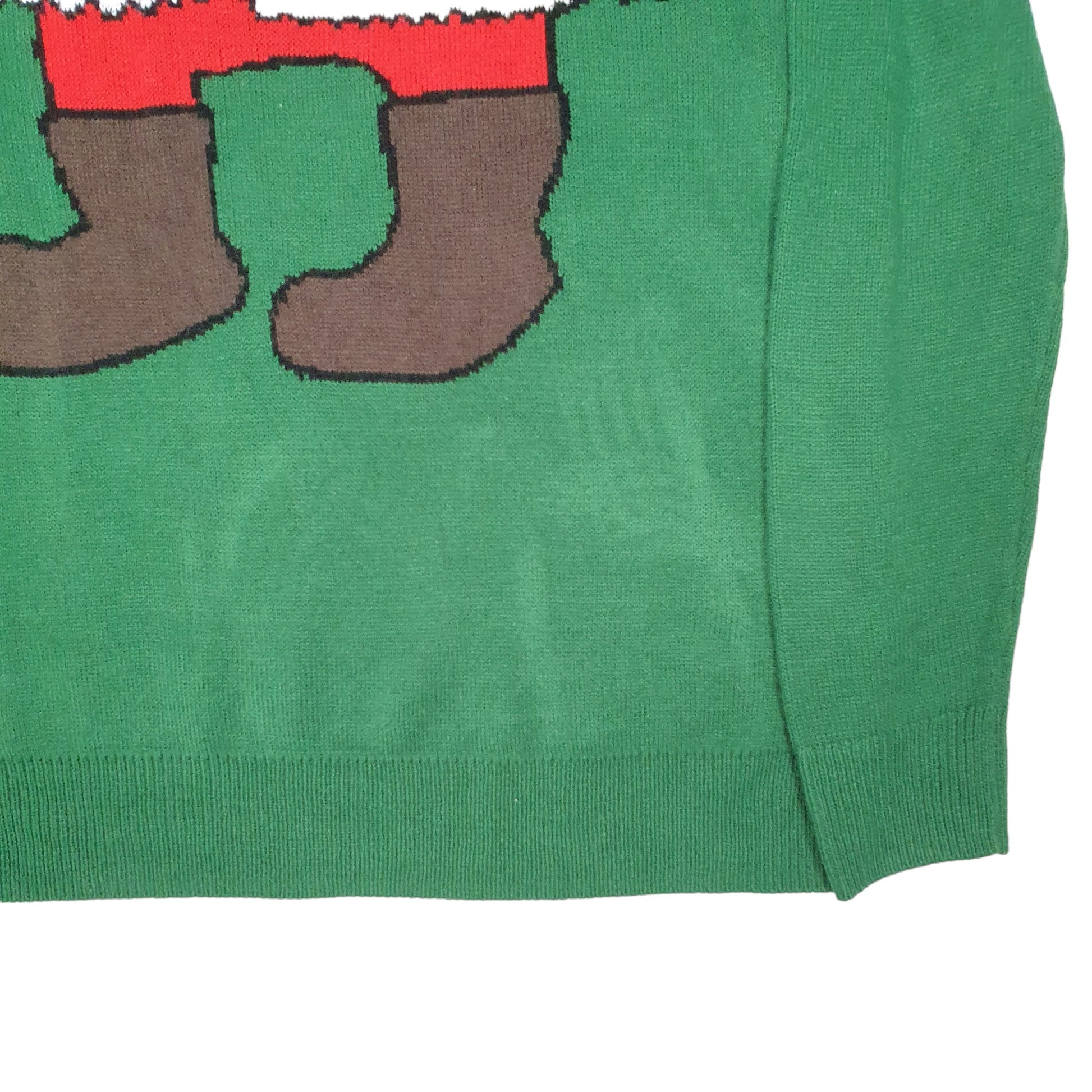 Mens Green Unbranded Christmas Festive Santa Knit Crewneck Jumper
